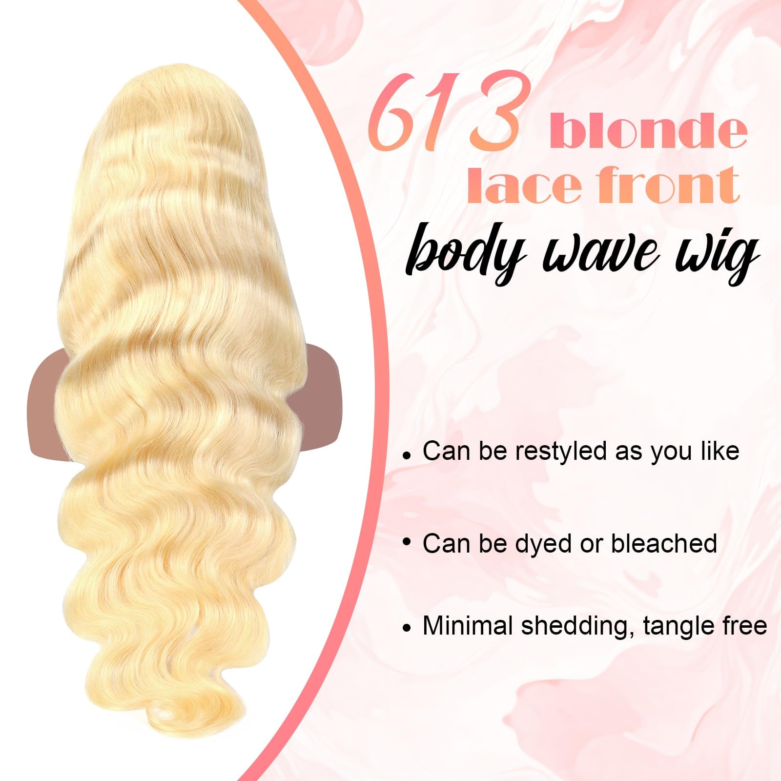 VASILIA 13x6 HD Lace Front Human Hair Wig - 32 Inch Blonde 613 Body Wave Pre-Plucked with Baby Hair | Natural Look for Daily Wear, Cosplay & Special Occasions