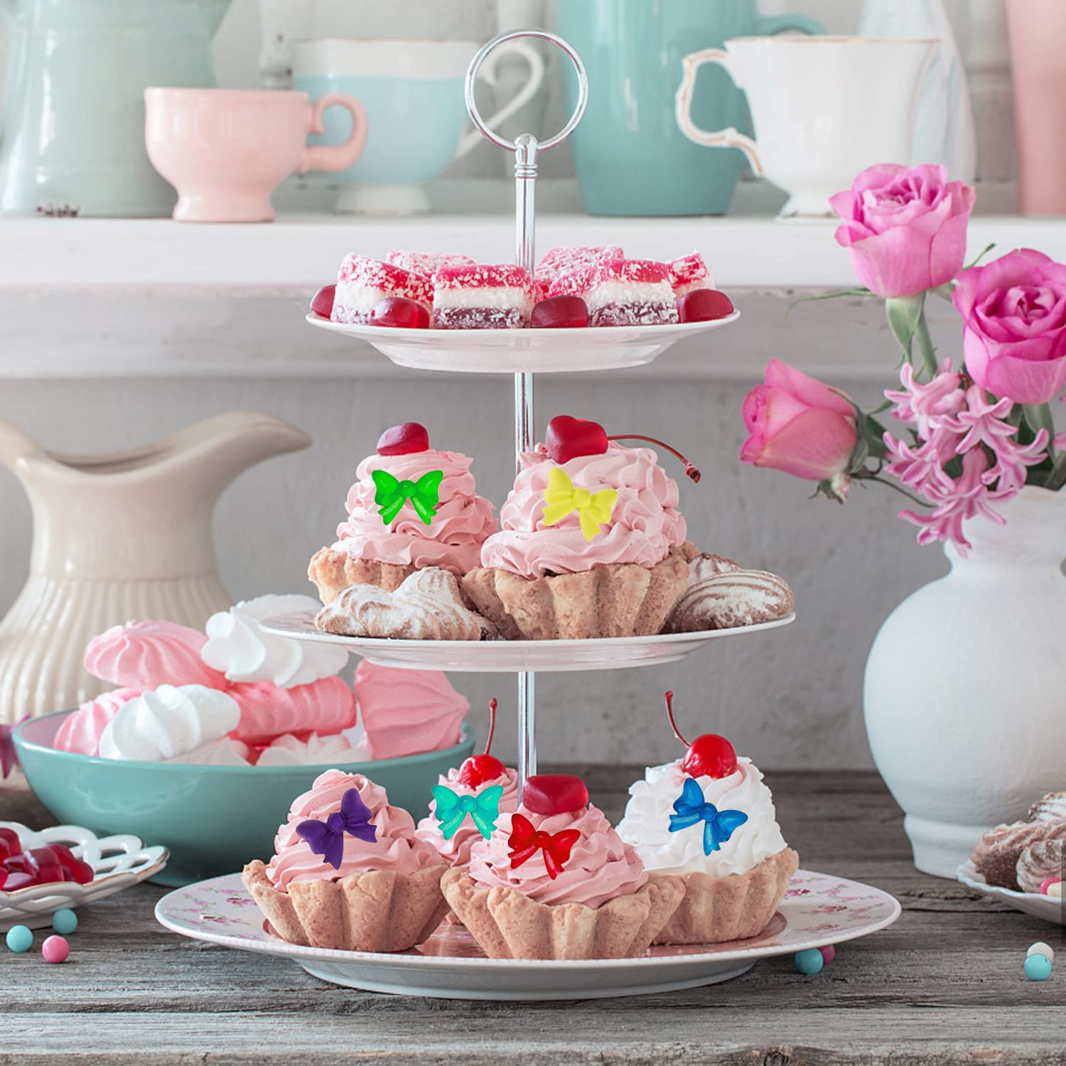 AIMEIKI 2-Pack Mini Bow Silicone Fondant Molds for Cake Decorating, Chocolate, Candy & DIY Crafts - Perfect for Birthday Cakes, Cupcakes, Cookies and Party Desserts