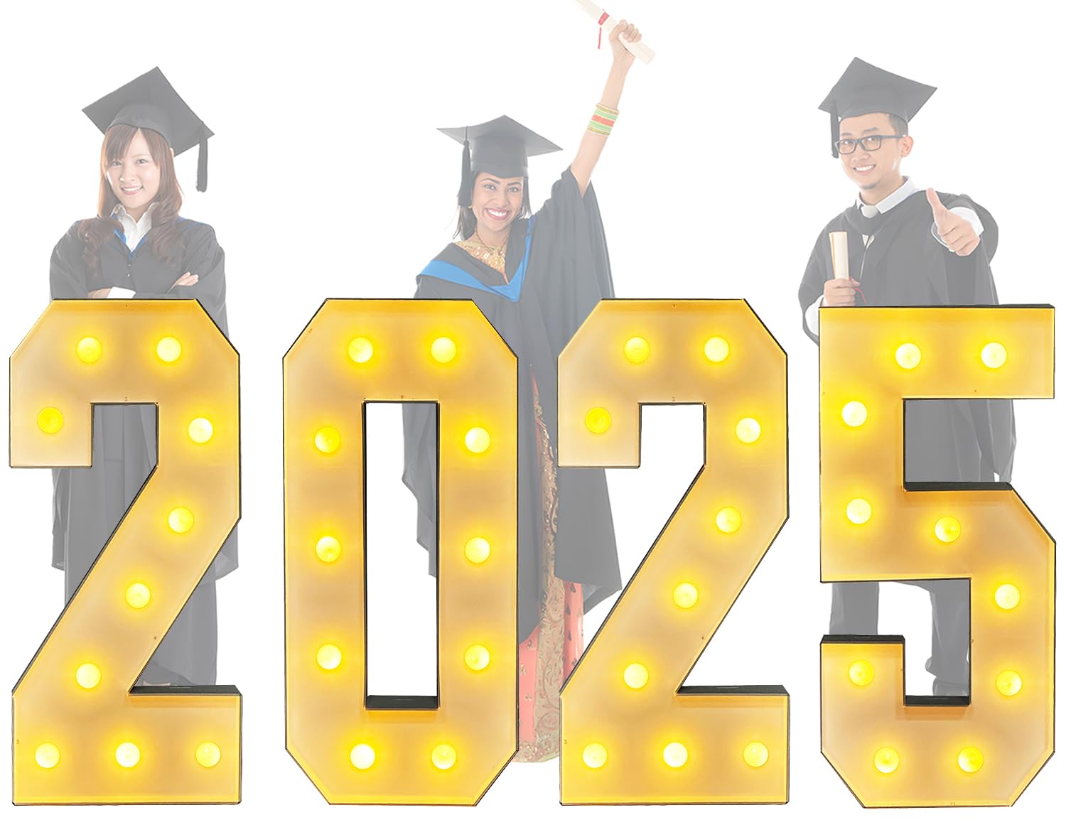 LANGXUN 3ft White LED Marquee Numbers 2025 - Large Light Up Graduation Decorations for Class of 2025, School Grad Party Supplies - Perfect for Indoor/Outdoor Graduation Parties, Photo Backdrops & Celebration Décor