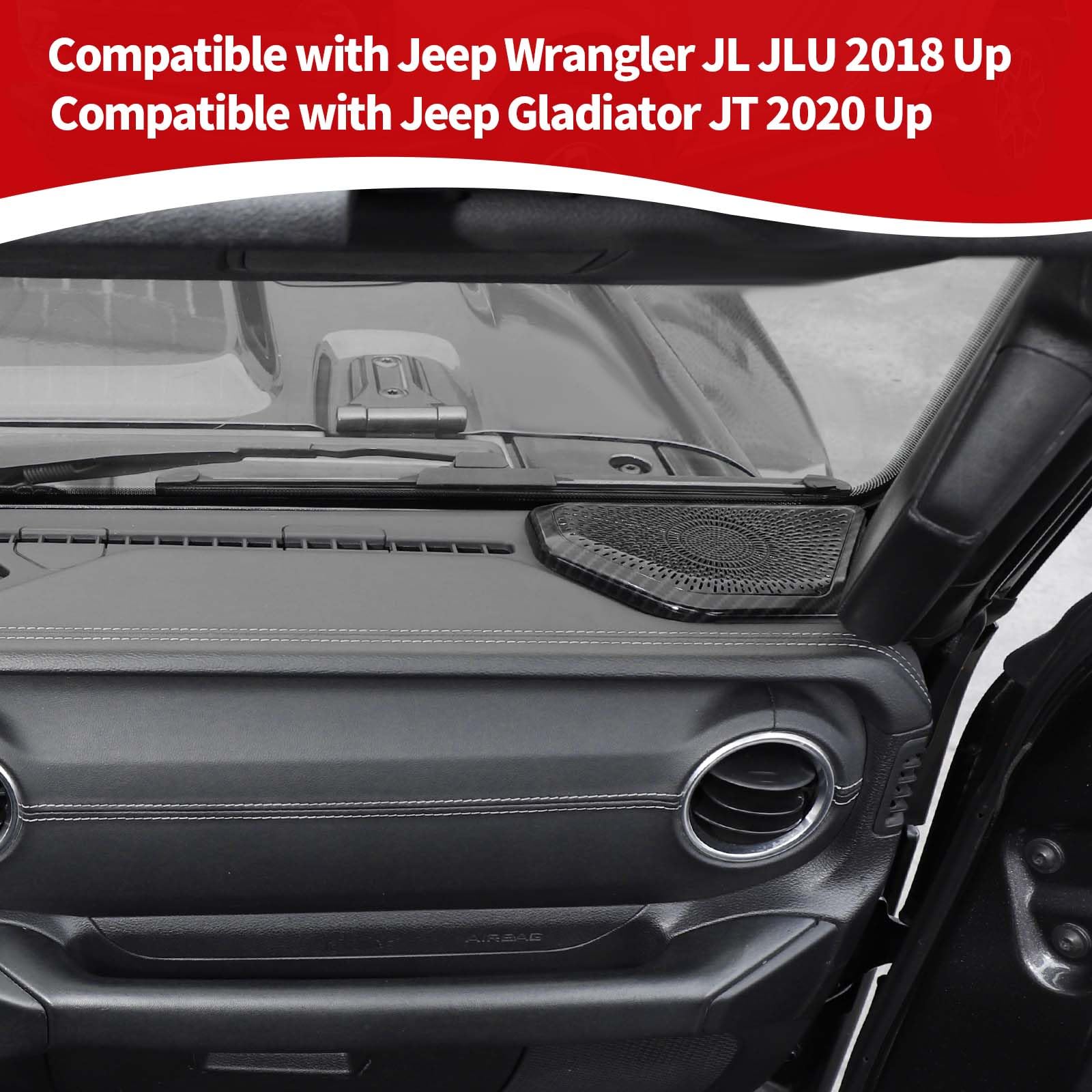 Carbon Fiber A Pillar Speaker Panel Trim Cover for Jeep Wrangler JL/JLU/Gladiator JT (2018-2024) - Interior Accessories 2pcs - Upgrade Your Ride's Style & Sound System