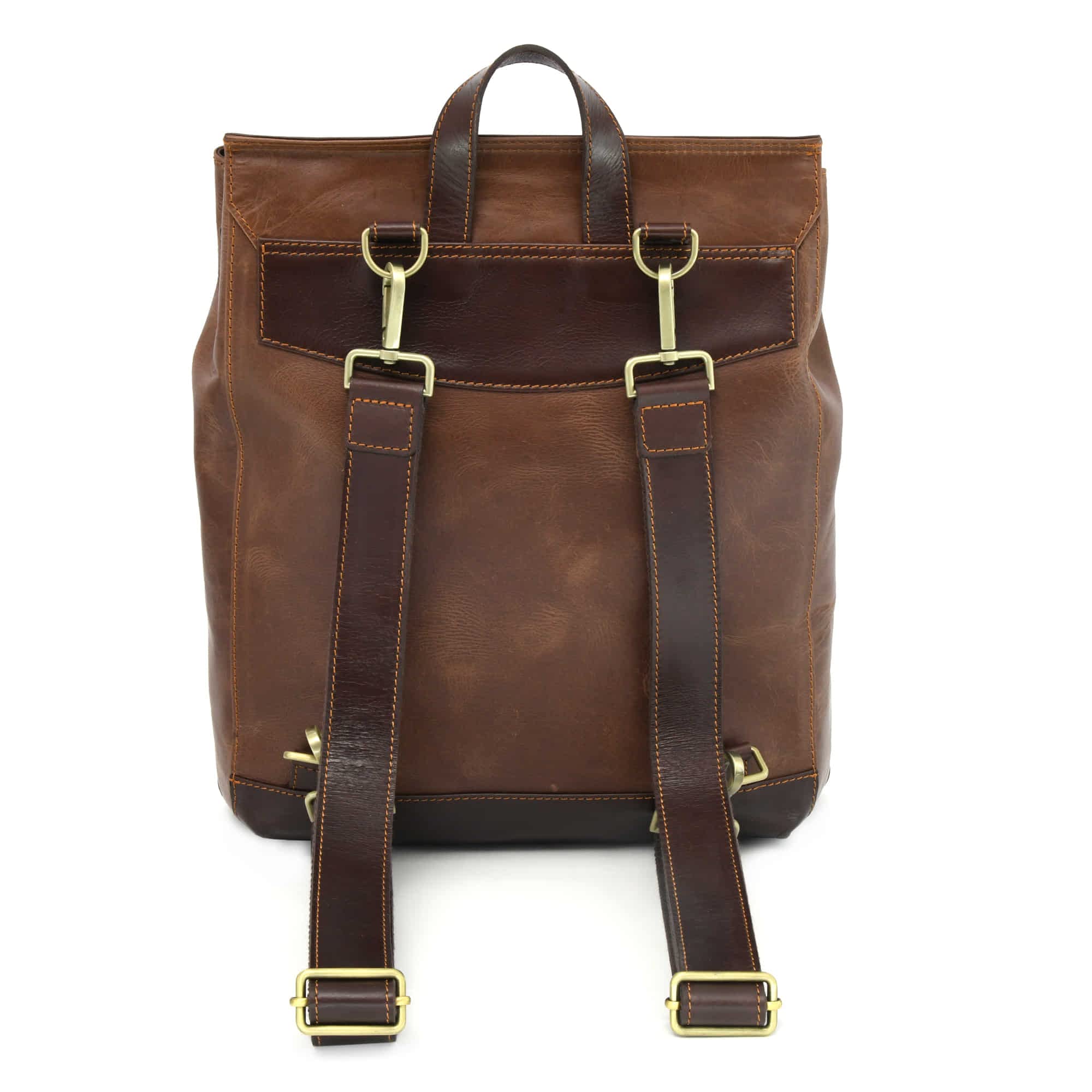 Premium Full-Grain Leather Backpack for Travel & Work - Style N Craft Light & Dark Brown Combination (392153) - Perfect for Business Trips, Commuting & Daily Use