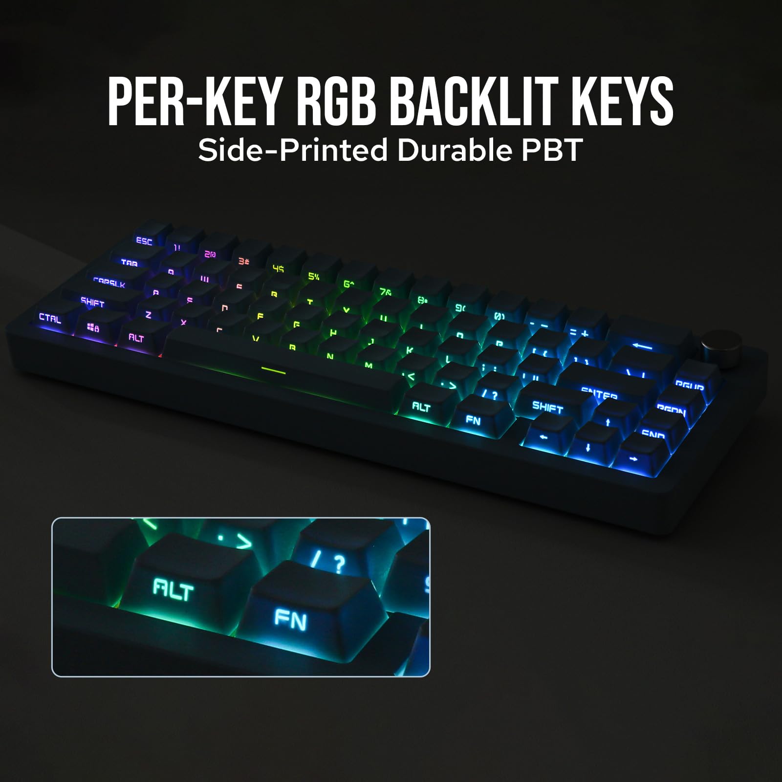 EPOMAKER Tide65 QMK/VIA Wireless Mechanical Gaming Keyboard - 65% Compact Aluminum Body, Programmable Creamy Keys, Bluetooth/2.4Ghz/USB-C Connectivity, FR4 Plate for Windows & Mac (Blue, Lemon Switch) - Perfect for Esports, Office Work & Typing Enthusiasts