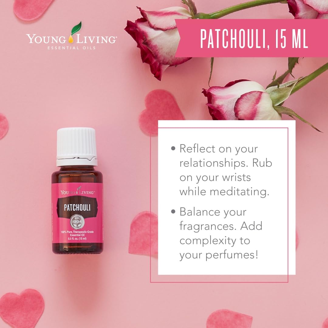 Young Living Patchouli Essential Oil - 15ml - Premium Grade for Dry Skin Care, Aromatherapy & Relaxation - Moisturizes Skin, Reduces Blemishes - Perfect for Diffusers, Massage & DIY Beauty Products