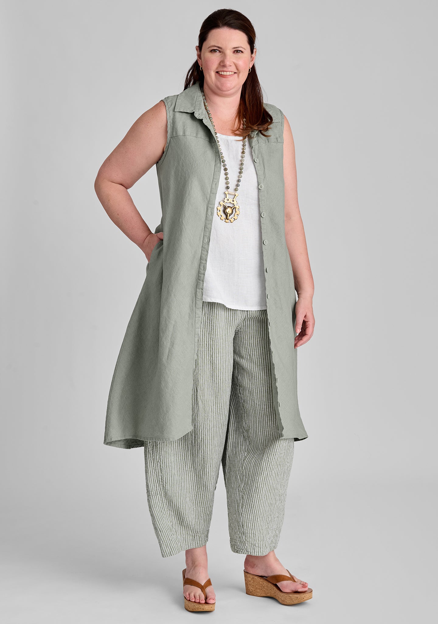 Skyline Linen Button Down Dress for Women - Breathable Summer Casual Dress with Pockets | Perfect for Beach, Office, and Date Night Outfits