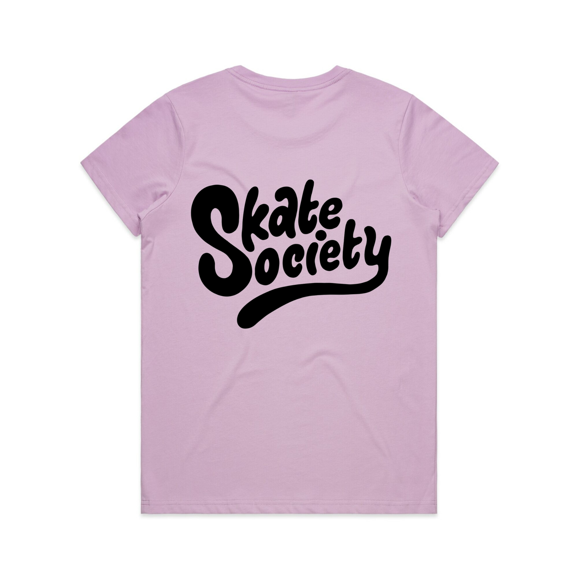 Skate Society Logo Women's T-Shirt - Soft Lavender Cotton Tee for Skateboarding, Streetwear & Casual Outfits