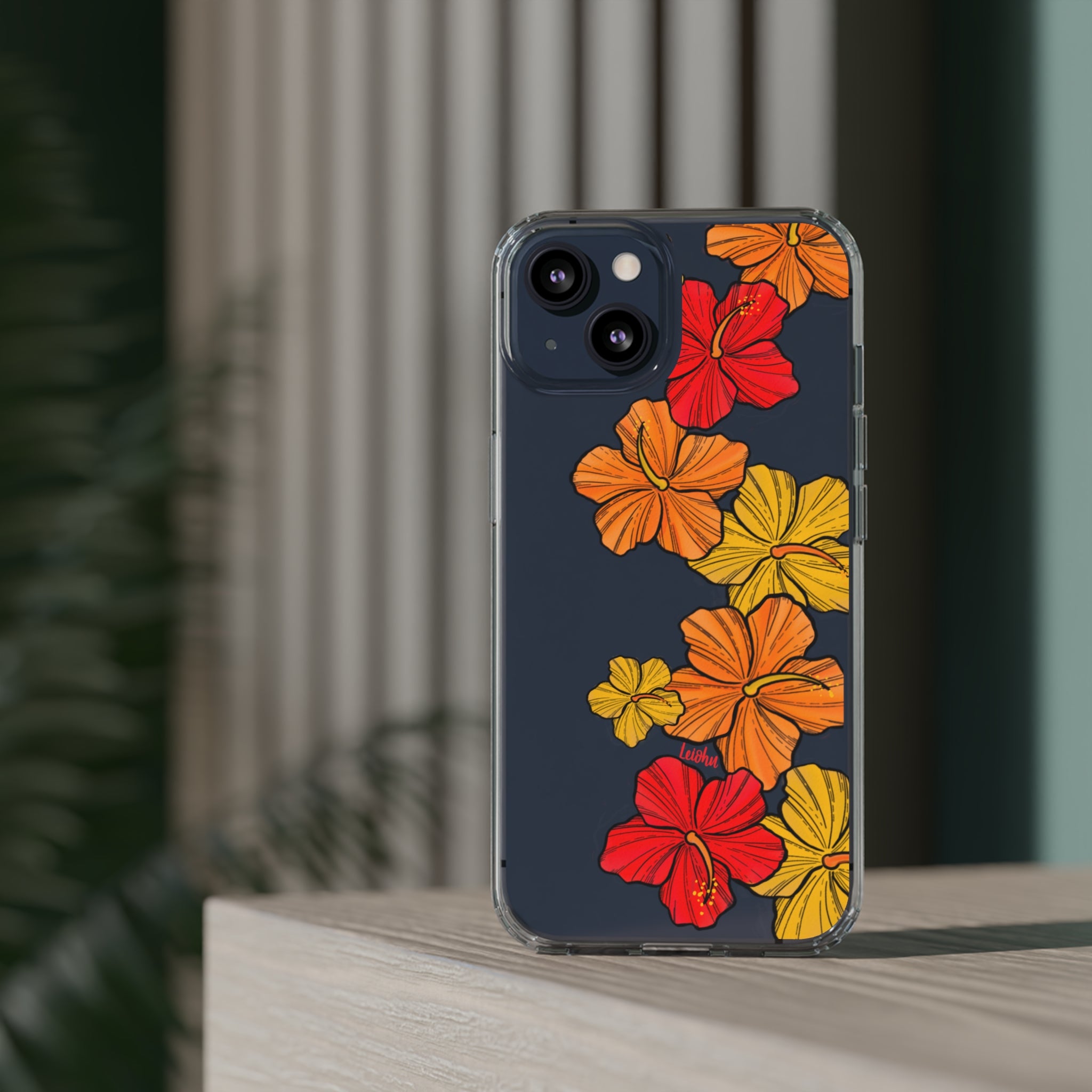 Hibiscus Retro Clear Phone Case - Durable Protective Cover for iPhone & Samsung - Floral Design for Stylish Protection | Perfect for Everyday Use, Travel & Gifting