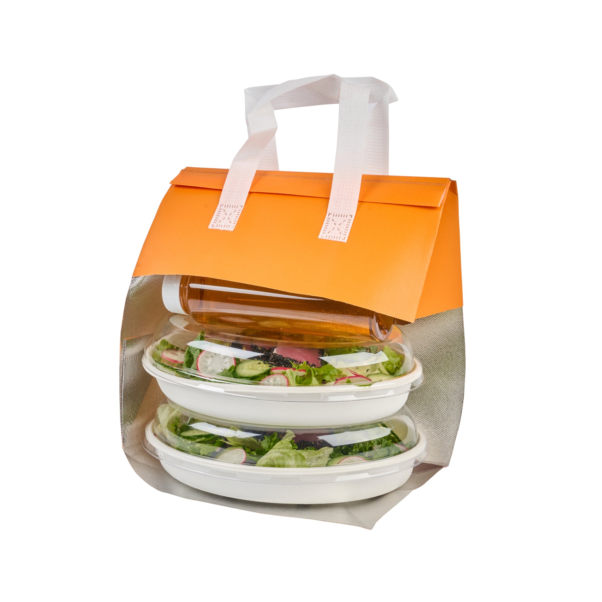 Orange Insulated Tamper-Evident Takeout Bags - 9.5x6x10.25 Inches (100 Count) - Perfect for Food Delivery, Catering & Restaurant To-Go Orders