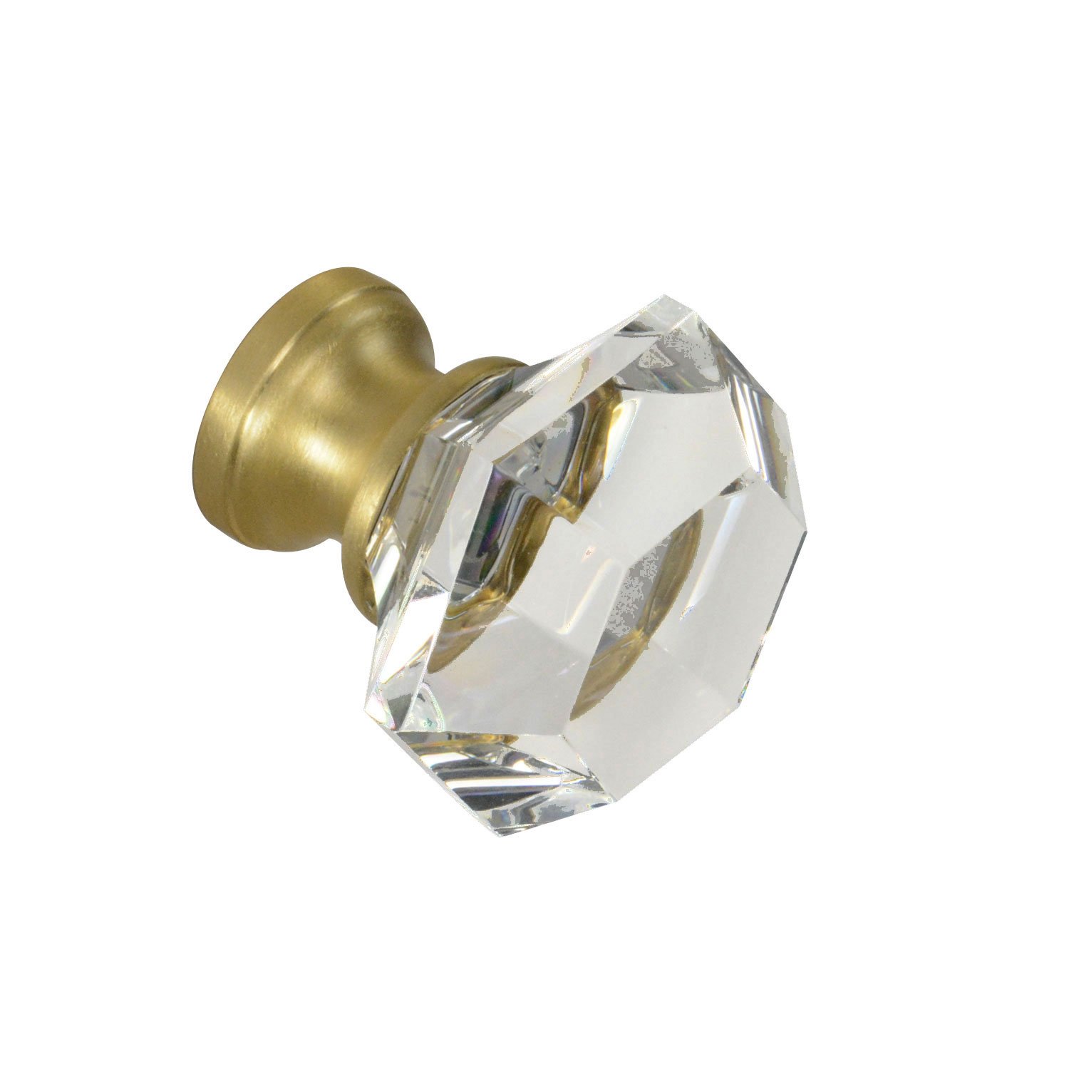 10 Pack Clear Glass Cabinet Knobs 1-1/4 inch (32mm) with Satin Brass Base - Elegant Hardware for Kitchen Cabinets, Dressers & Furniture - G-75 CKP Brand Glass Collection