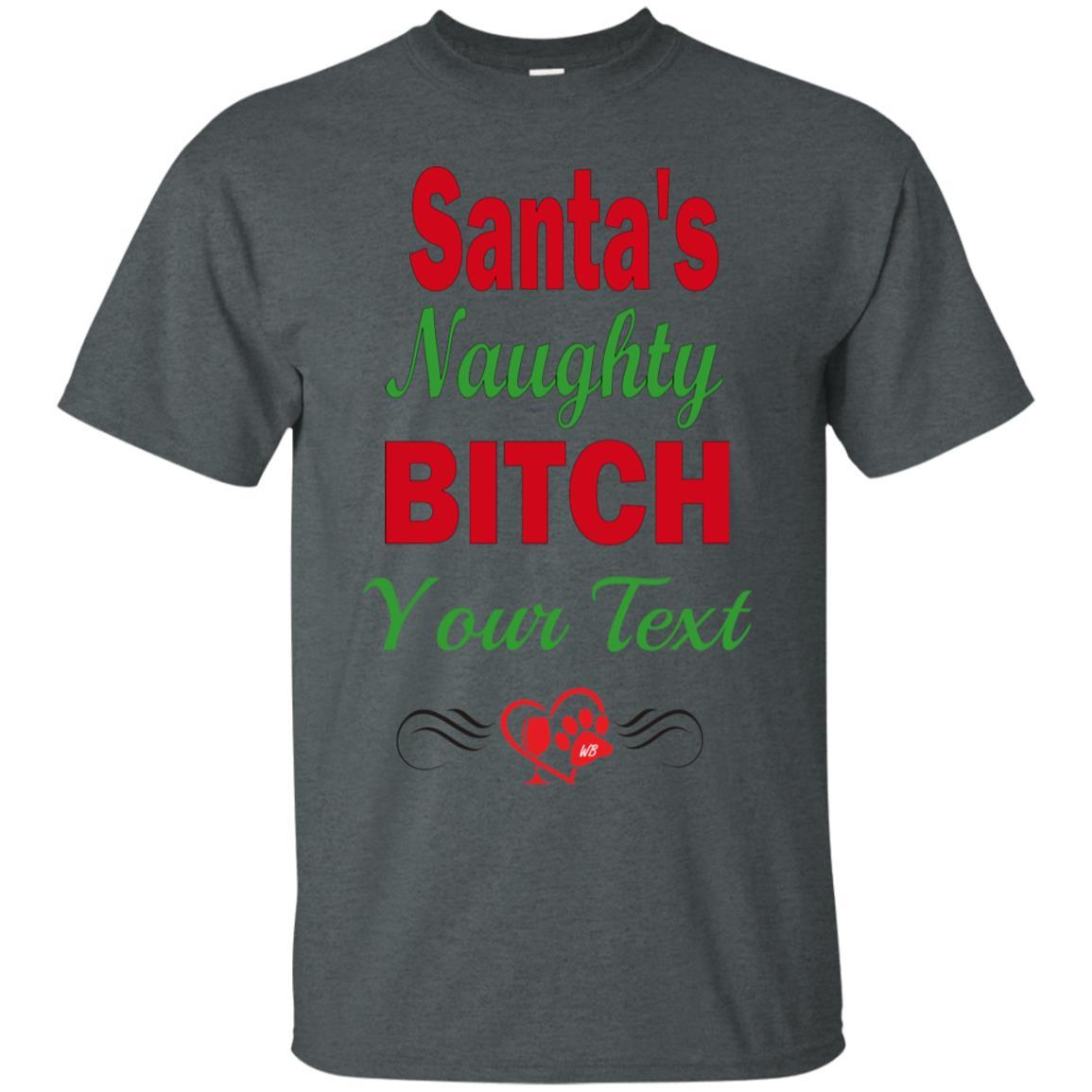 Santa's Naughty Bitch Personalized Cotton T-Shirt | Custom Funny Christmas Gift for Women | Party, Holiday & Festive Outfit