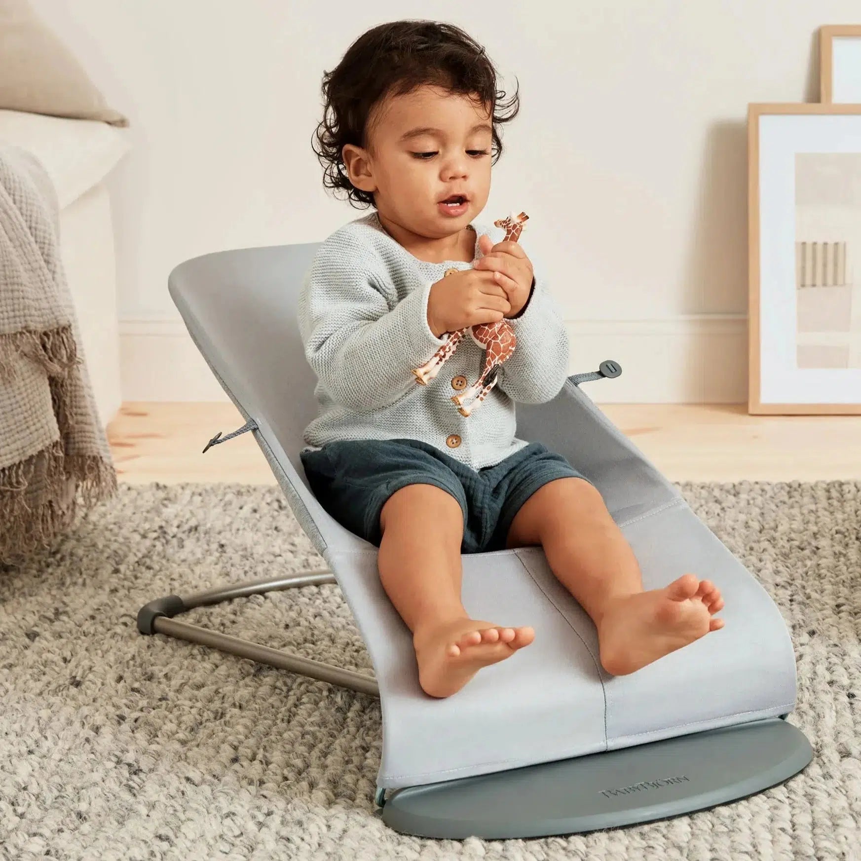 Baby Bjorn Bouncer Bliss 3D Jersey - Light Grey Baby Bouncer & Rocker | Comfortable Infant Seat for Playtime, Feeding & Relaxation at Home