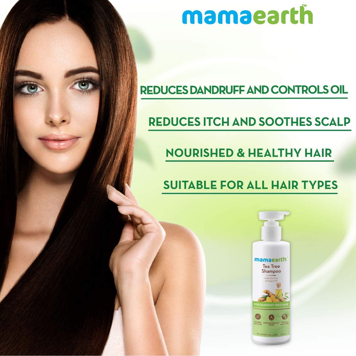Mamaearth Tea Tree Anti Dandruff Shampoo with Tea Tree & Ginger Oil - 250ml | Soothes Scalp & Controls Flakes for Healthy Hair | Perfect for Daily Use & Sensitive Scalp Care