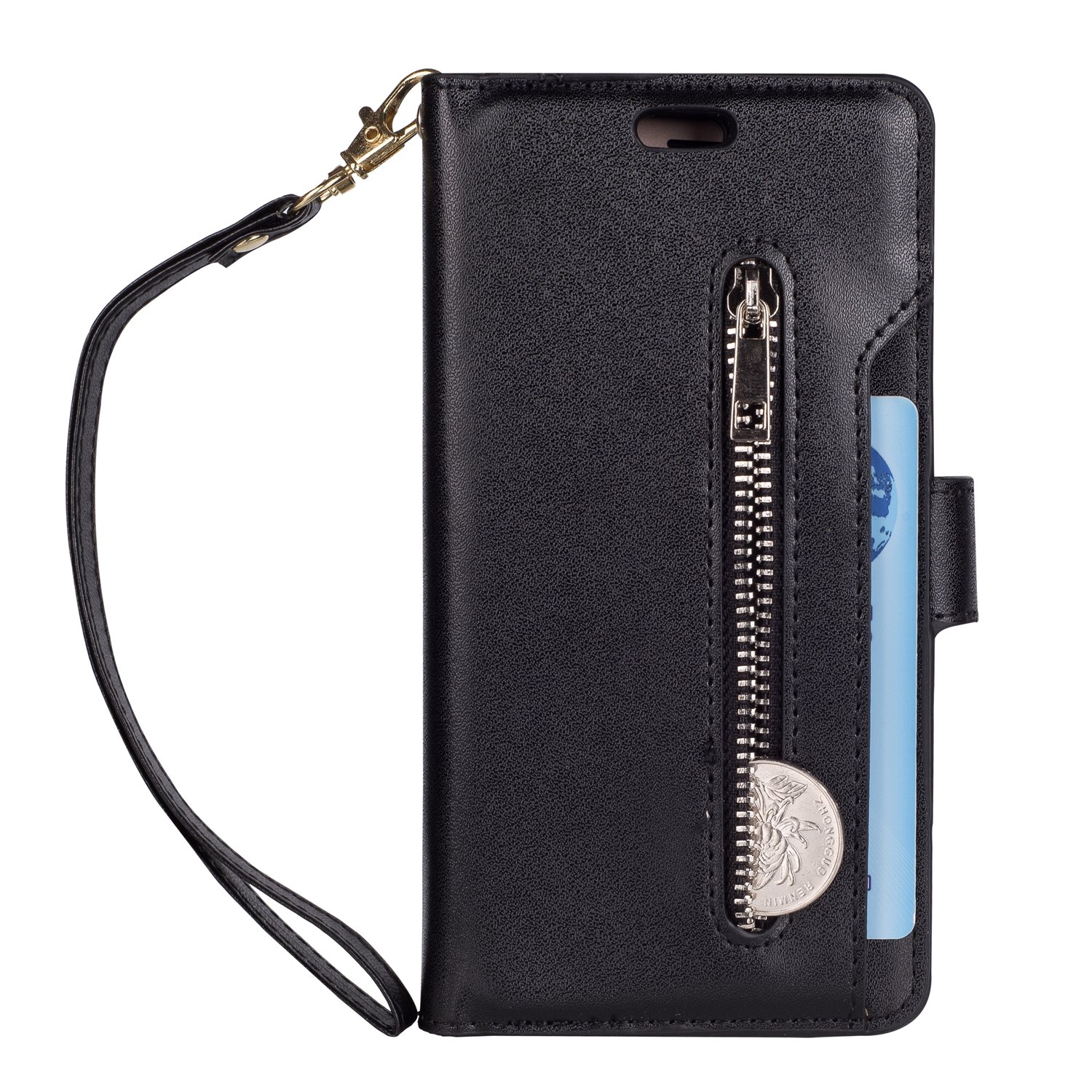 Premium PU Leather Wallet Case for Samsung Galaxy J3 (2018) - Magnetic Closure with 9 Card Slots & Kickstand | Compatible with Galaxy J3 Star/J3 Achieve/Express Prime 3/Amp Prime 3 | Perfect for Work, Travel & Everyday Use (Black)