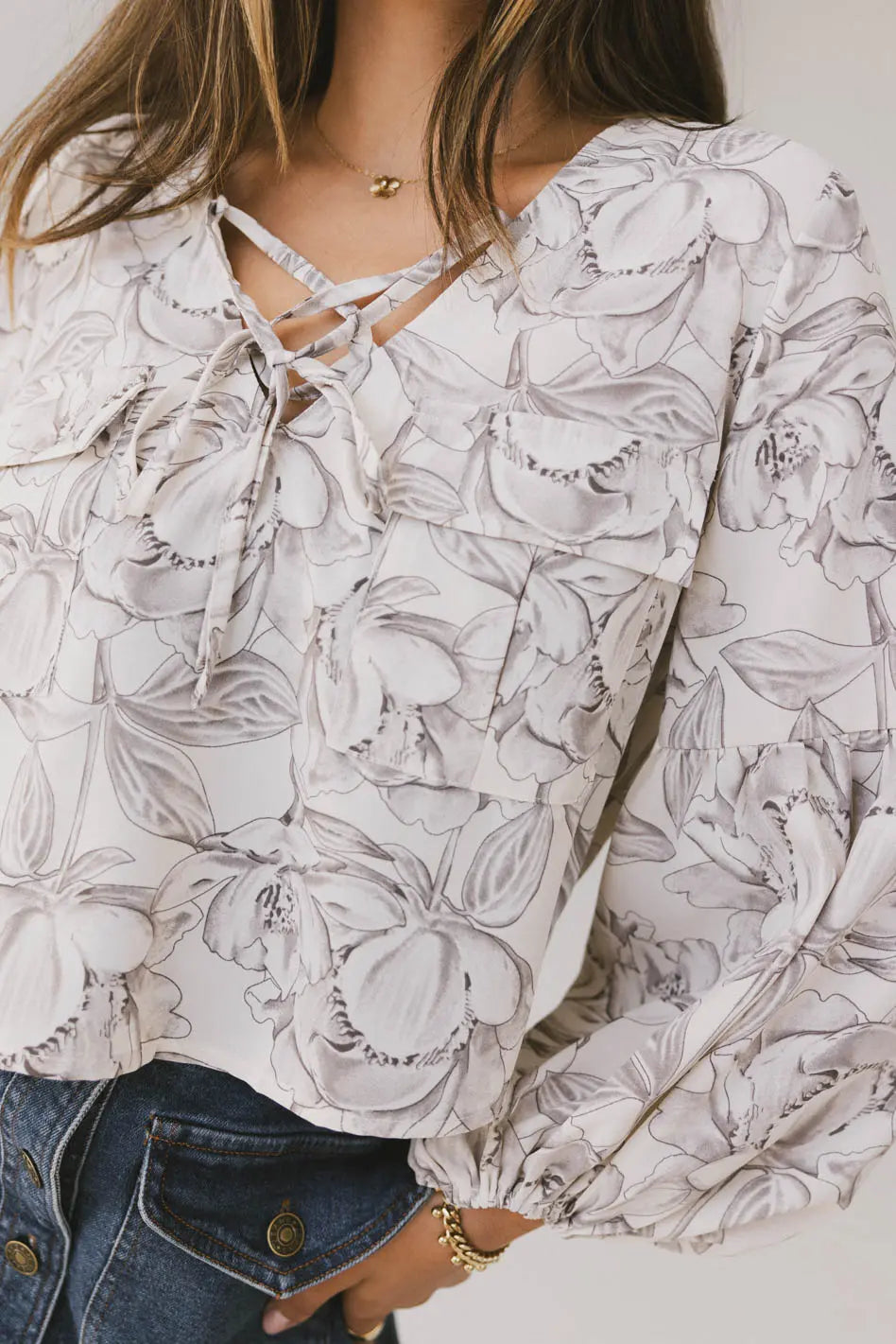 Isa Floral Blouse in Cream - Elegant Women's Floral Print Top for Spring & Summer | Perfect for Office, Date Night & Casual Outings | FINAL SALE