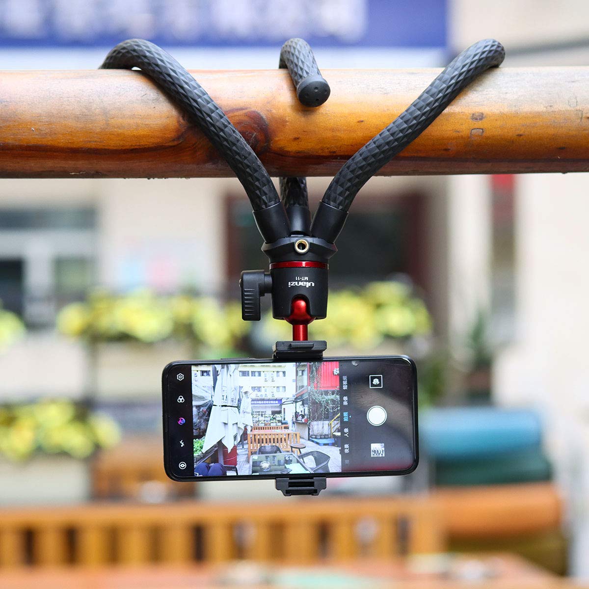 ULANZI Flexible Camera Tripod Stand with Hidden Phone Holder & Cold Shoe Mount - Universal 1/4'' Screw Compatible with iPhone 16/15/14 Pro Max, Samsung, Canon, Nikon, Sony Cameras - Perfect for Vlogging, Travel Photography & Live Streaming