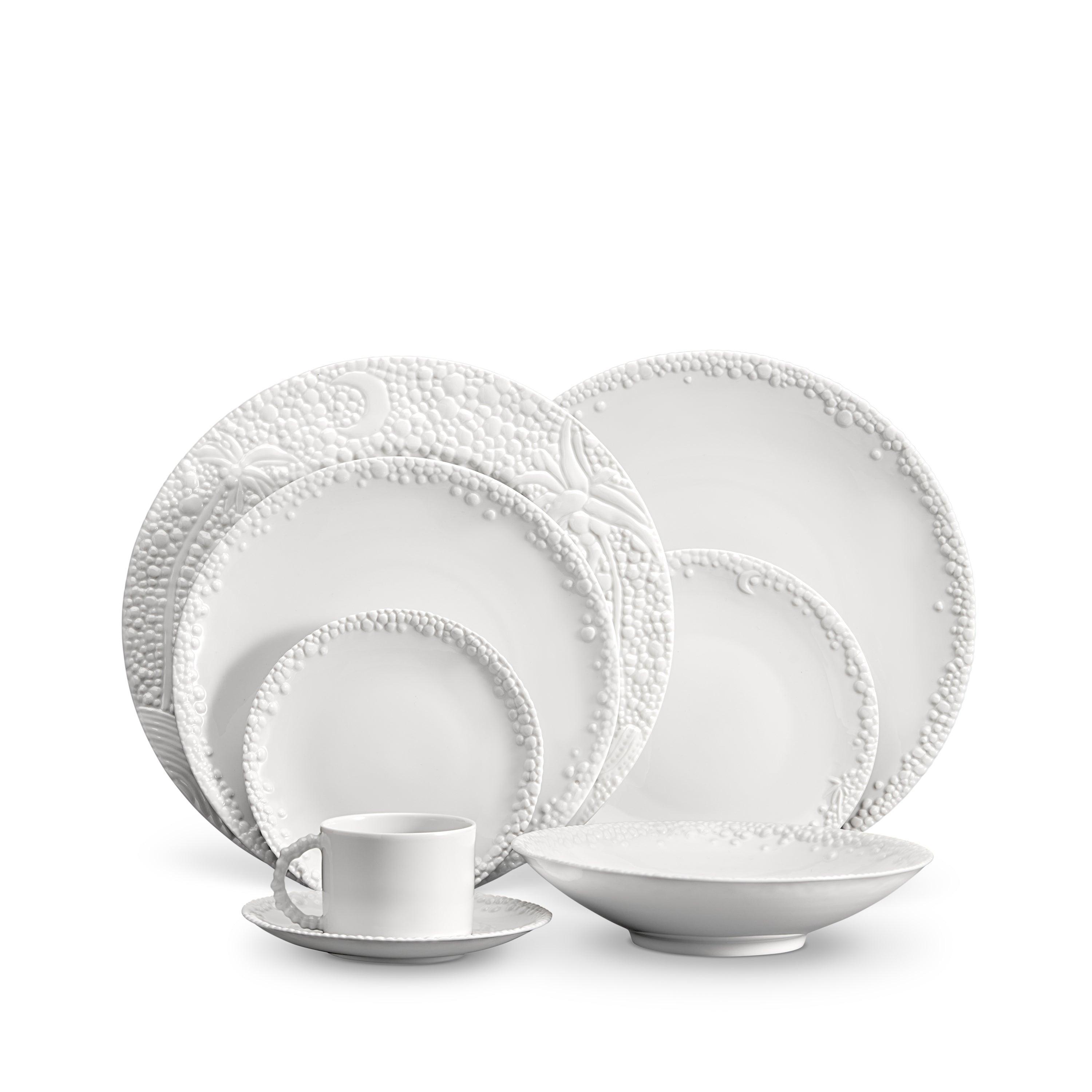 Premium Haas Mojave 16-Piece Dinnerware Set - Elegant White Porcelain Plates, Bowls & Mugs - Perfect for Family Dinners, Entertaining Guests & Restaurant-Style Dining