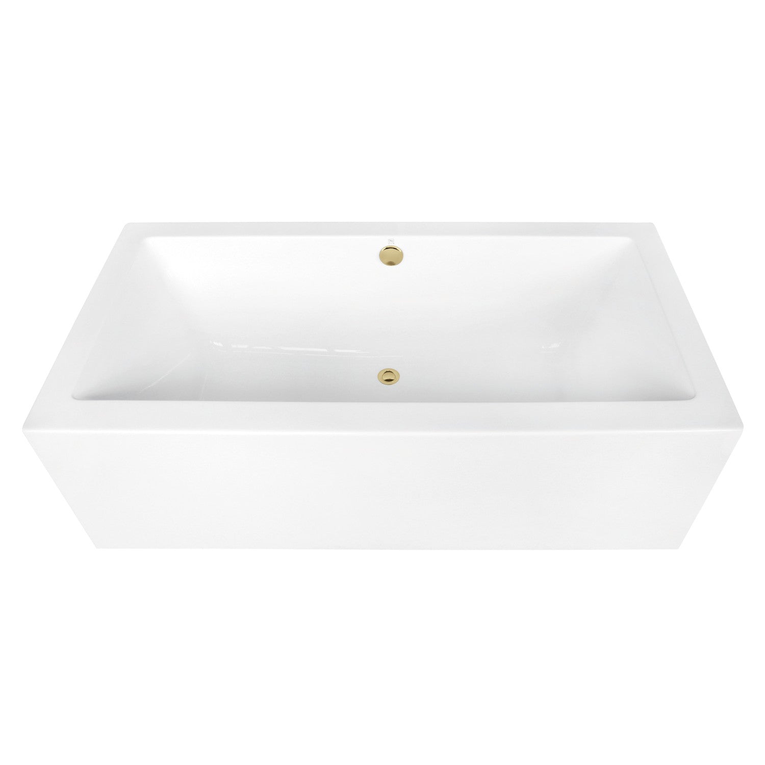 Aqua Eden 67-Inch Acrylic Freestanding Bathtub - Glossy White with Polished Brass - Rectangular Double-Ended Soaking Tub with Overflow Drain - Perfect for Luxury Bathrooms & Spa Retreats