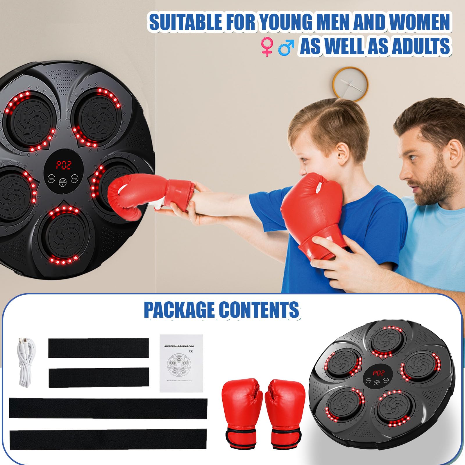 Godox 9-in-1 Smart Boxing Machine with LCD Display - Automatic Punching Bag for Home Gym, Fitness Training & Stress Relief - Compact Black Workout Equipment for Adults & Teens