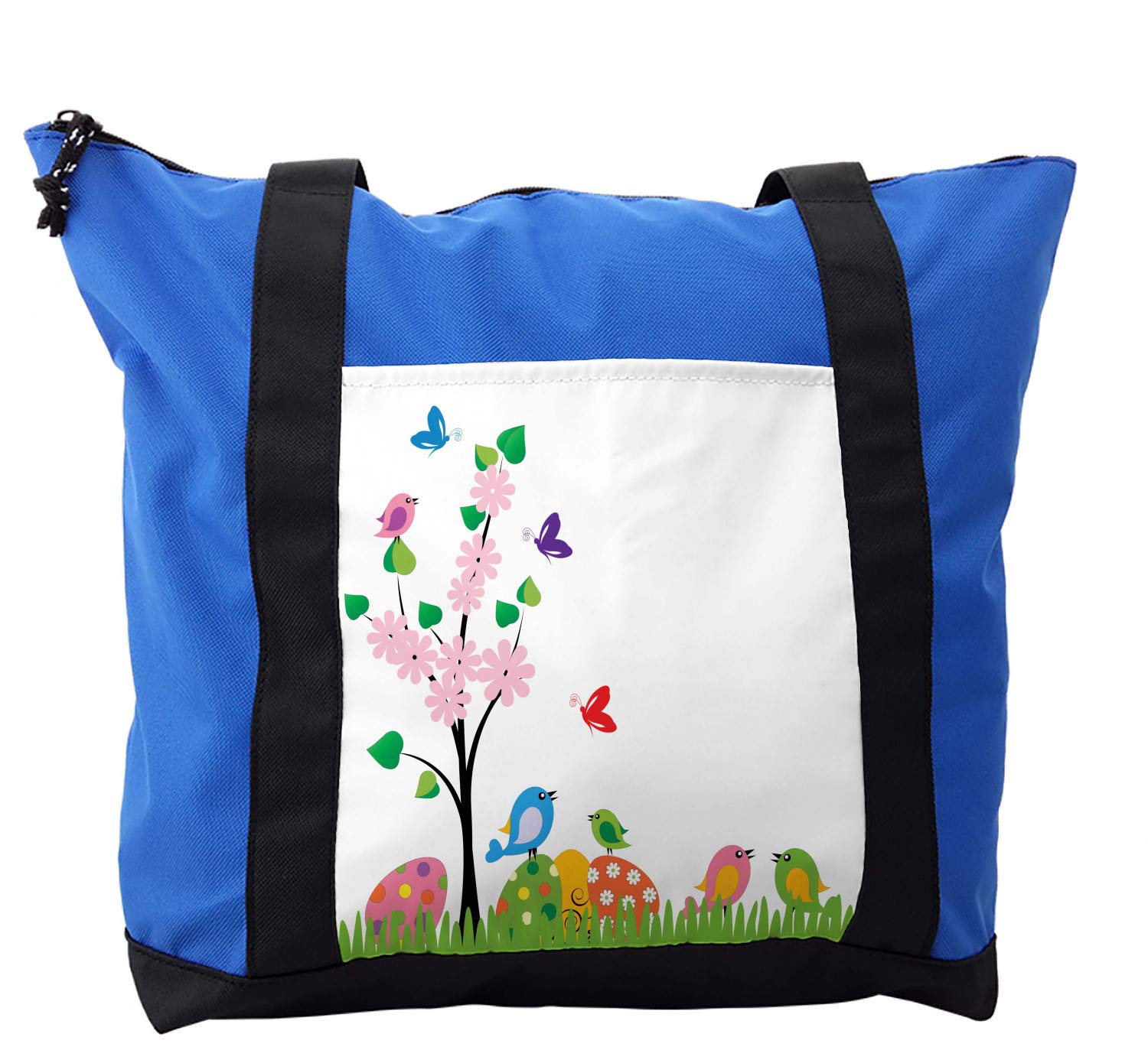 Ambesonne Easter Shoulder Bag - Spring Themed Floral Illustration, Durable Zippered Crossbody Purse for Women | Perfect for Easter Celebrations, Spring Outings & Daily Use