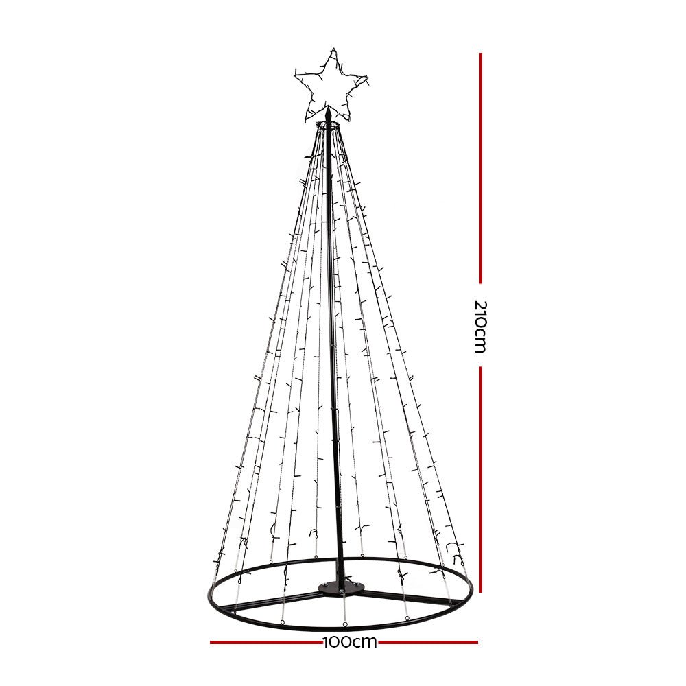 2.1M (7ft) Solar Powered Christmas Tree with 264 Warm White LED Lights - Perfect for Indoor & Outdoor Holiday Decorations