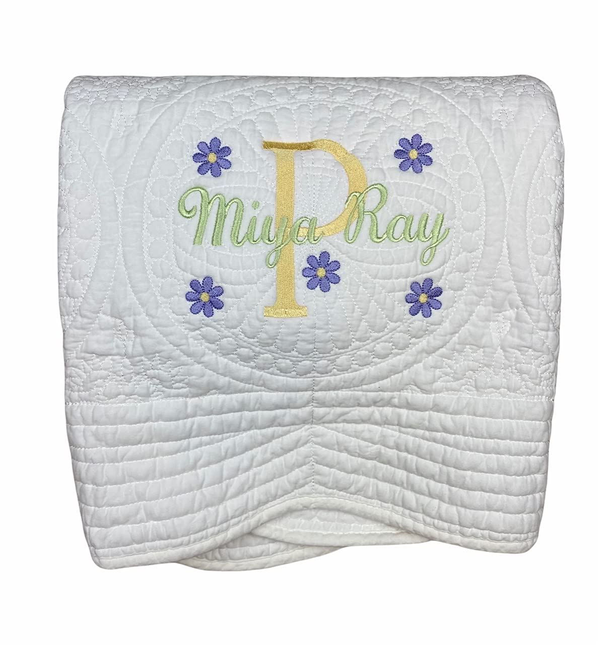 Personalized Monogrammed Baby Quilt Blanket - Soft Embroidered Crib Blanket for Newborns, Toddler Boys & Girls - Perfect Baby Shower Gift, Nursery Essentials & Cozy Bedtime Comfort