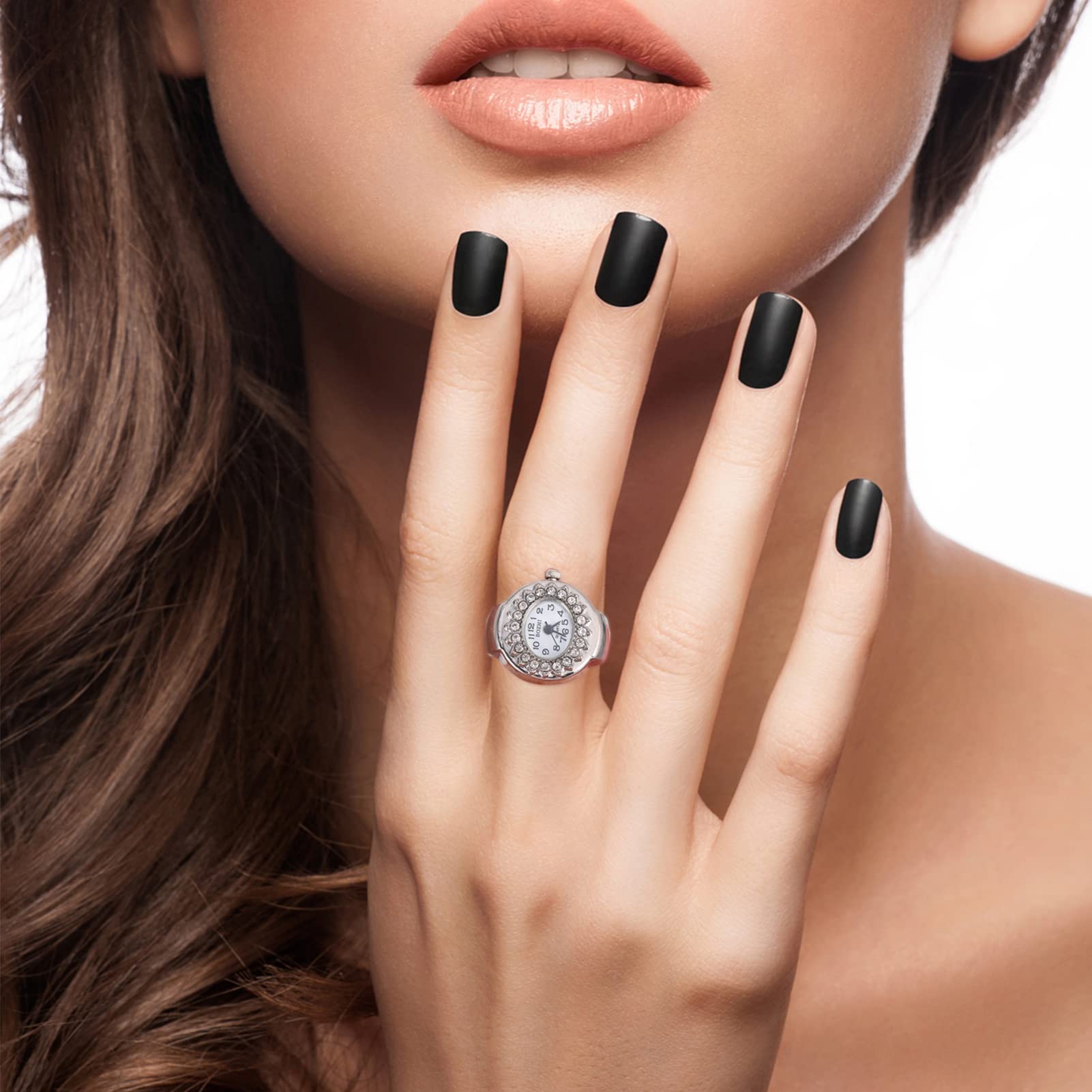 Hemobllo Diamond Ring Watch for Men & Women - Elegant Quartz Finger Watch with Round Dial & Elastic Band - Perfect for Parties, Weddings, and Everyday Fashion Accessories