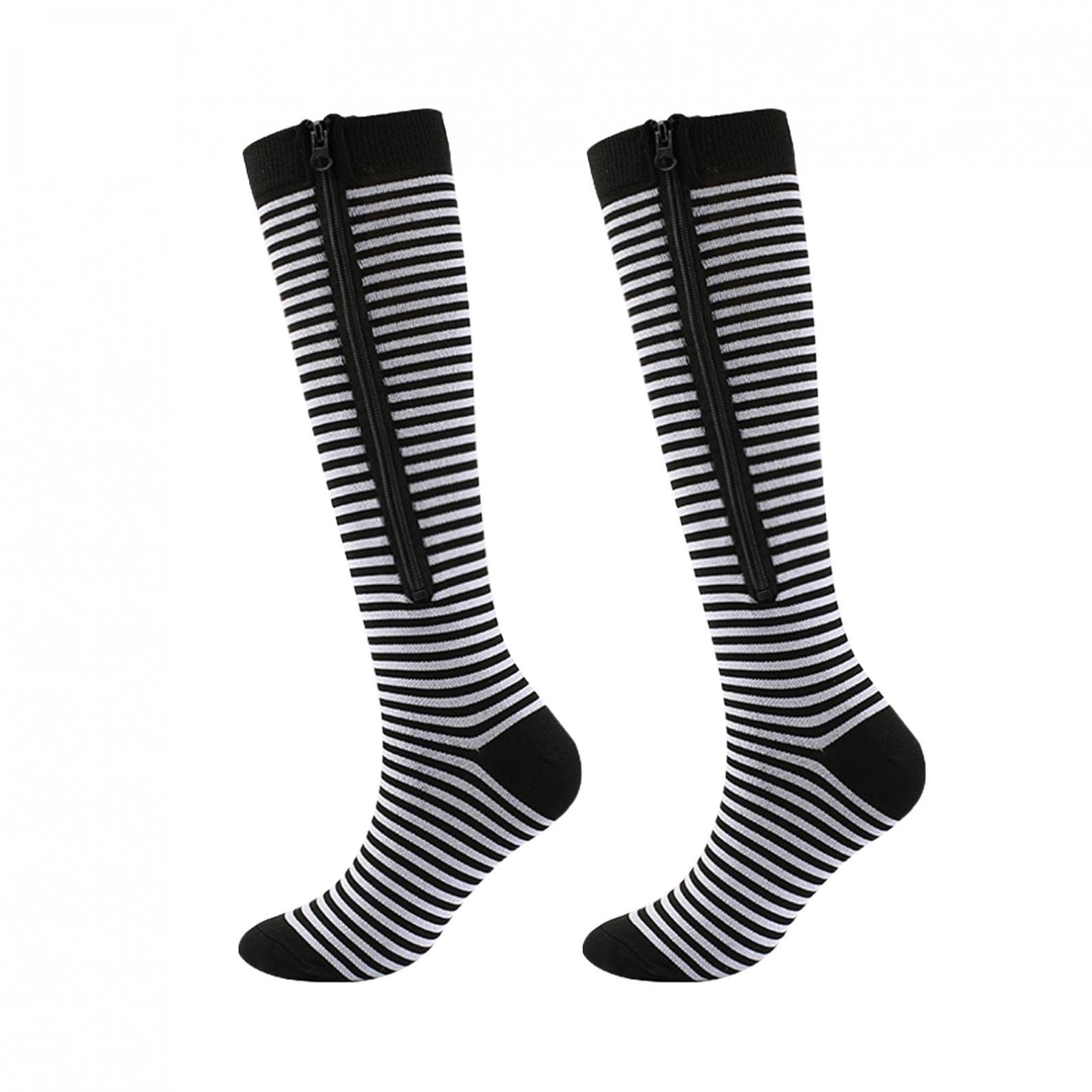 Women's Knee High Compression Socks - Wide Calf Support Stockings for Running, Fitness & Sports - Breathable Elastic Casual Black Athletic Socks for Women - Perfect for Workouts, Nursing & Everyday Comfort