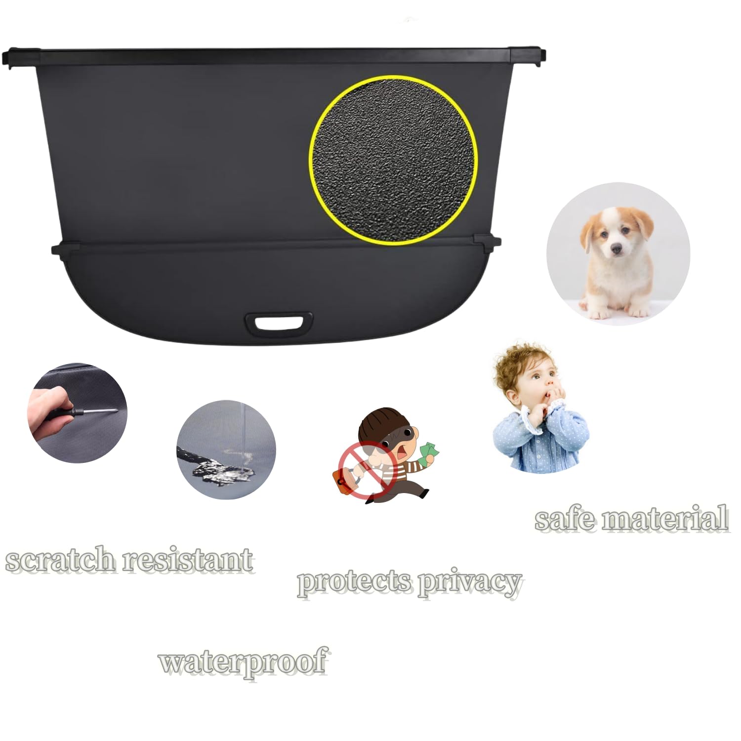 Vesul Retractable Cargo Cover for Nissan Rogue 2021-2025 - Universal Trunk Security Shade, Anti-Peep Privacy Screen, Black Tonneau Cover - Perfect for Road Trips, Grocery Hauling & Protecting Valuables