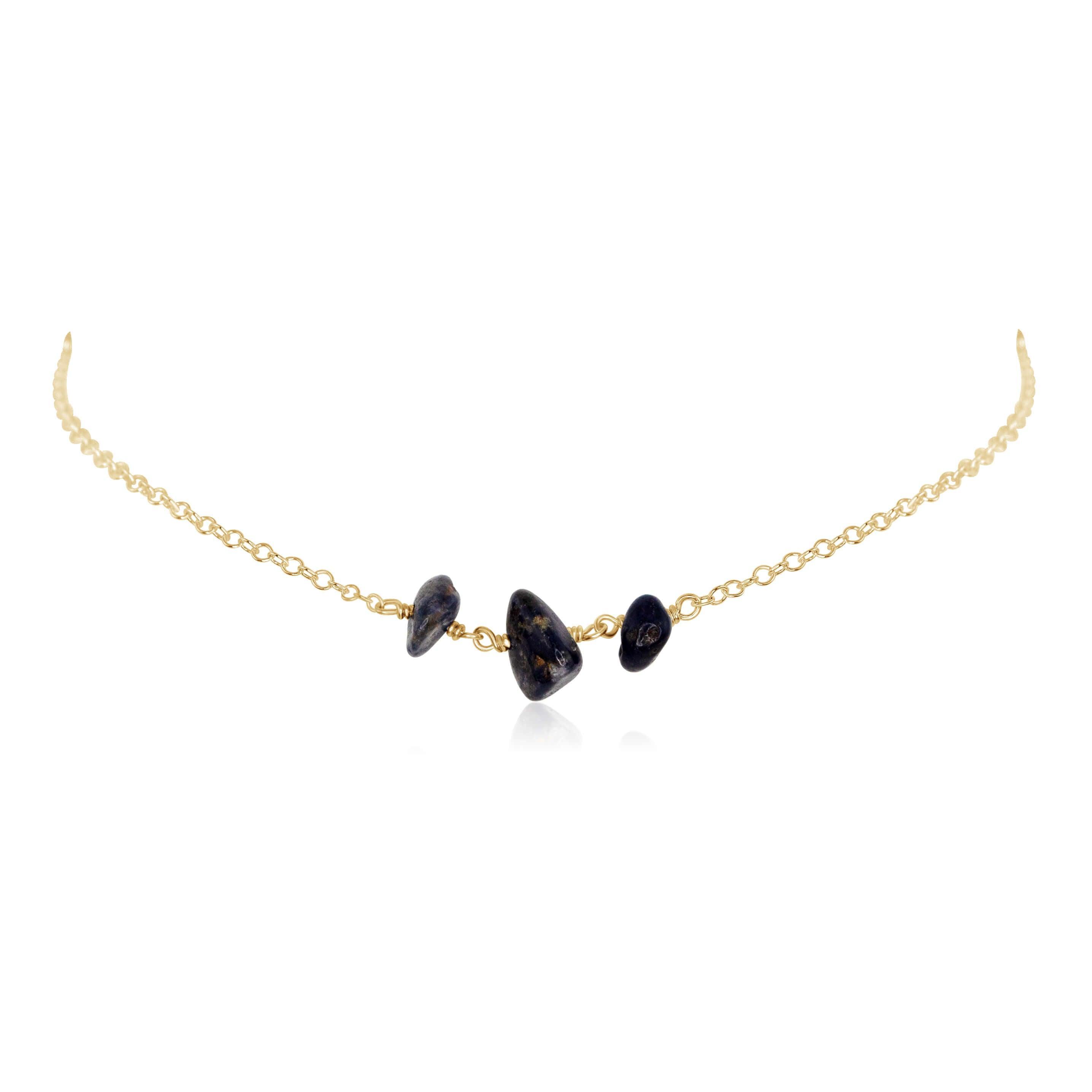 Elegant Sapphire Beaded Chain Choker Necklace for Women | Dainty Blue Gemstone Jewelry | Perfect for Weddings, Parties & Date Nights
