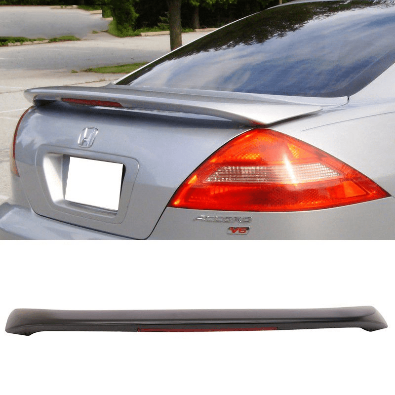 2003-2005 Honda Accord 2 Door Coupe OEM Style ABS Trunk Spoiler with 3rd Brake Light - Unpainted Black - Perfect for Car Enthusiasts & Custom Upgrades