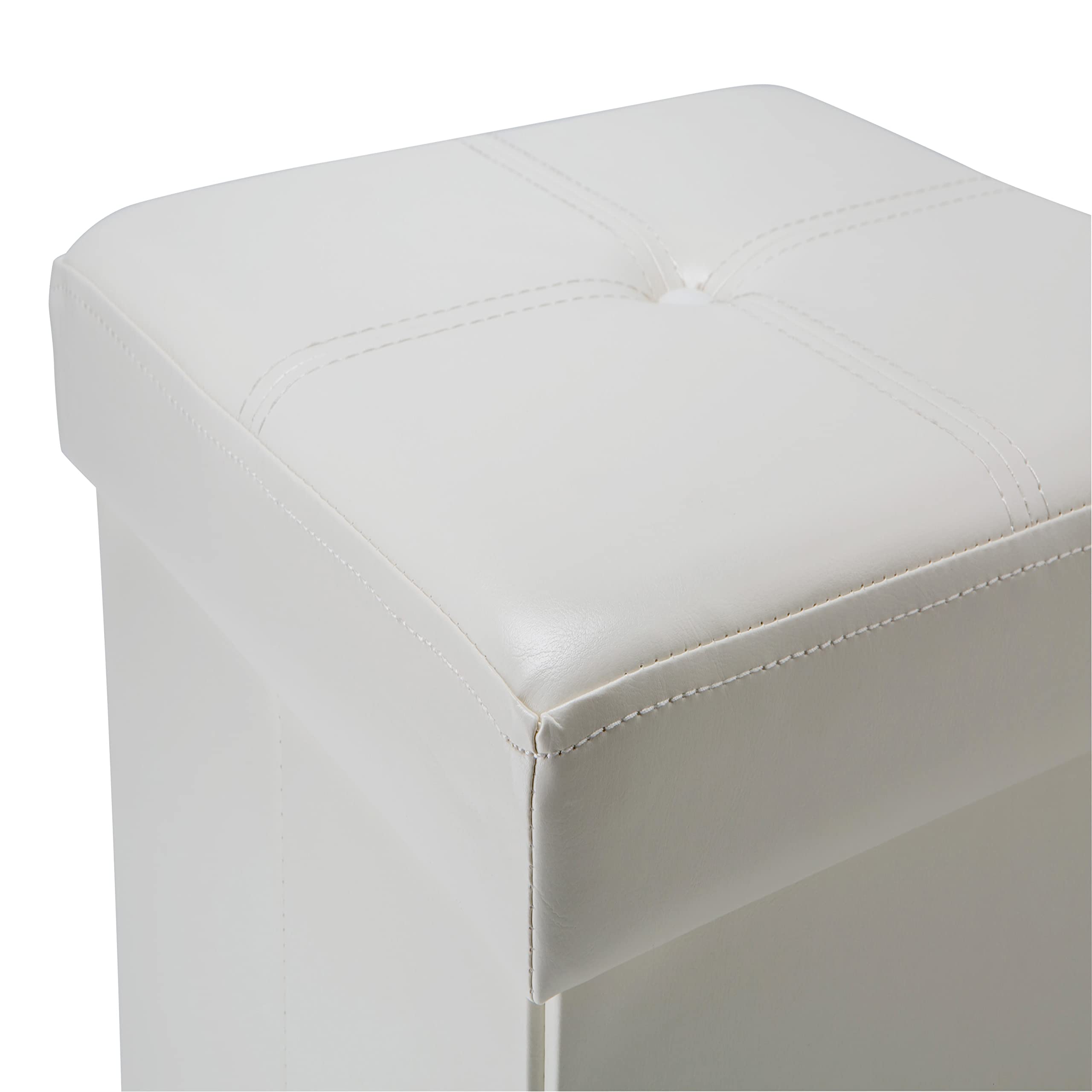 Multi-Functional Faux Leather Storage Ottoman - Tufted Bench with Padded Seat, Toy Chest & Foot Rest Stool for Living Room, Bedroom & Nursery (Ivory) - Perfect for Home Organization & Extra Seating