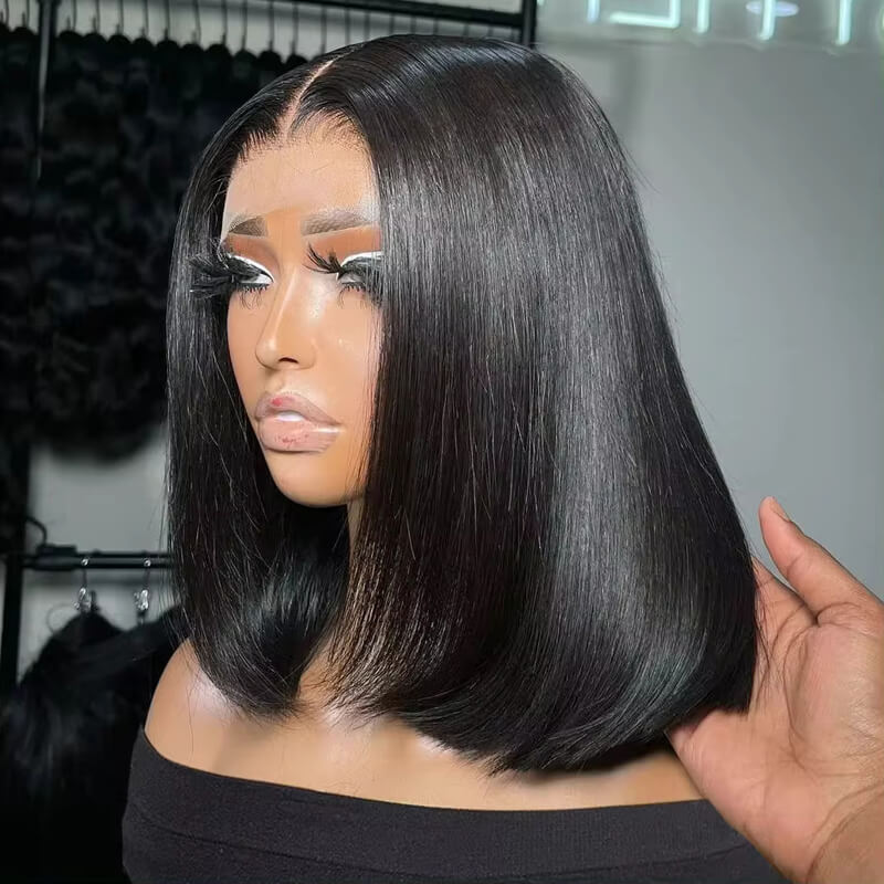 Human Hair Wigs Sale - 2 Pack Straight 4x4 Lace Closure Bob Wig with Free 13x4 Pixie Curl Wig | $99 Bundle for Natural Look & Styling | Perfect for Daily Wear, Cosplay & Special Occasions
