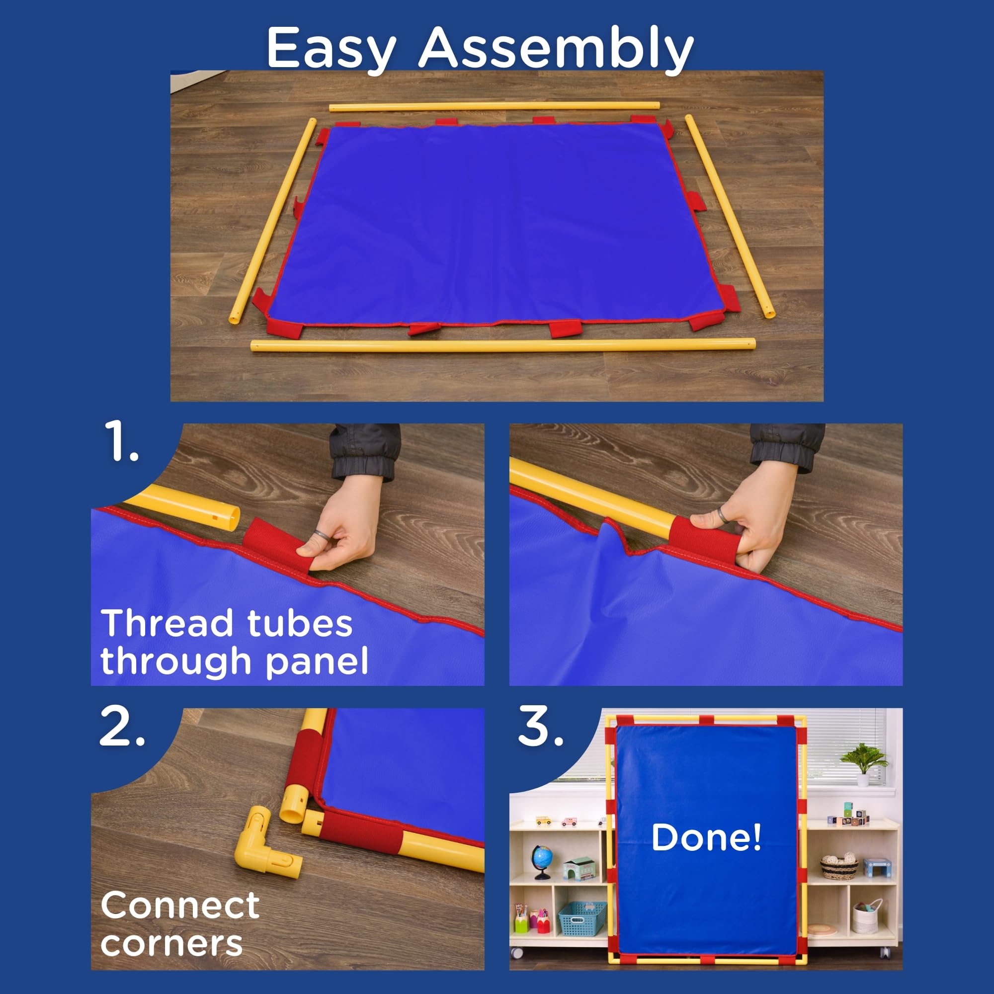 Children's Factory Big Screen PlayPanel - Kids Room Divider & Classroom Privacy Screen in Blue | Perfect for Daycare Centers, Preschools & Home Play Areas