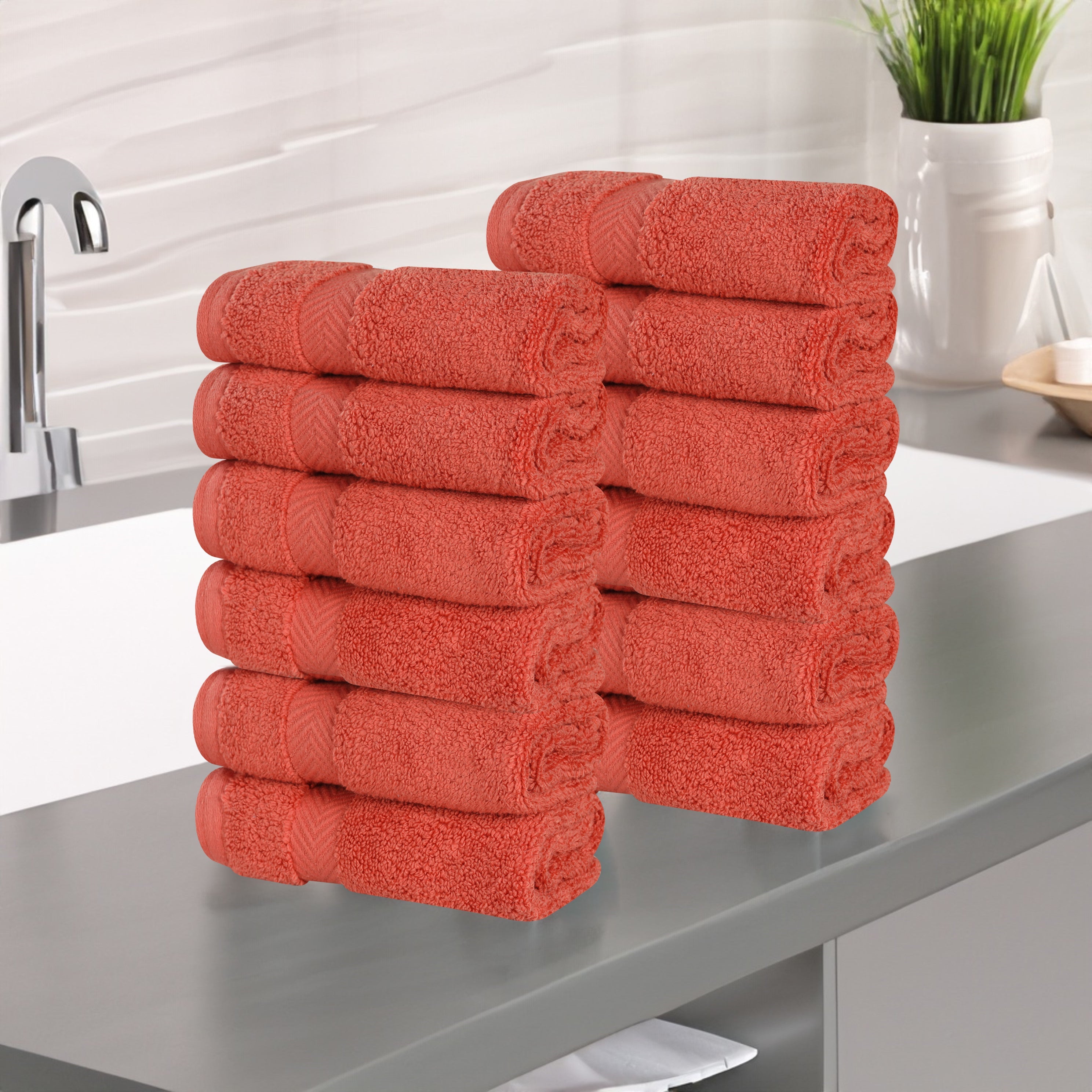 12 Pack Zero Twist Cotton Ultra Soft Face Towels & Washcloths | Premium Bath & Spa Essentials for Gentle Skincare, Makeup Removal & Baby Care
