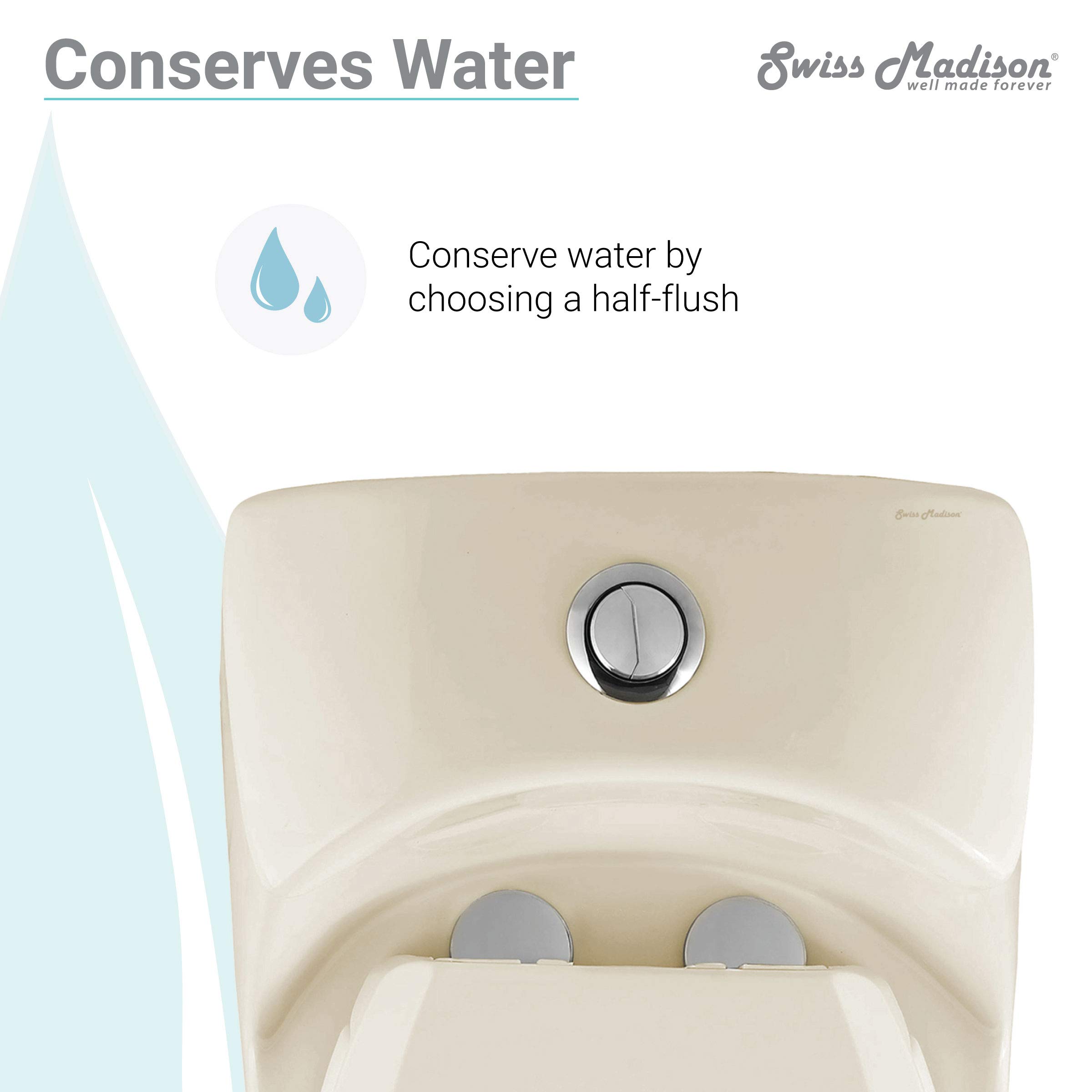 Swiss Madison SM-1T803BQ Chateau One Piece Elongated Dual Flush Toilet 0.8/1.28 GPF - Water Efficient Bisque Toilet for Modern Bathrooms | Perfect for Home Renovation & Small Bathroom Spaces