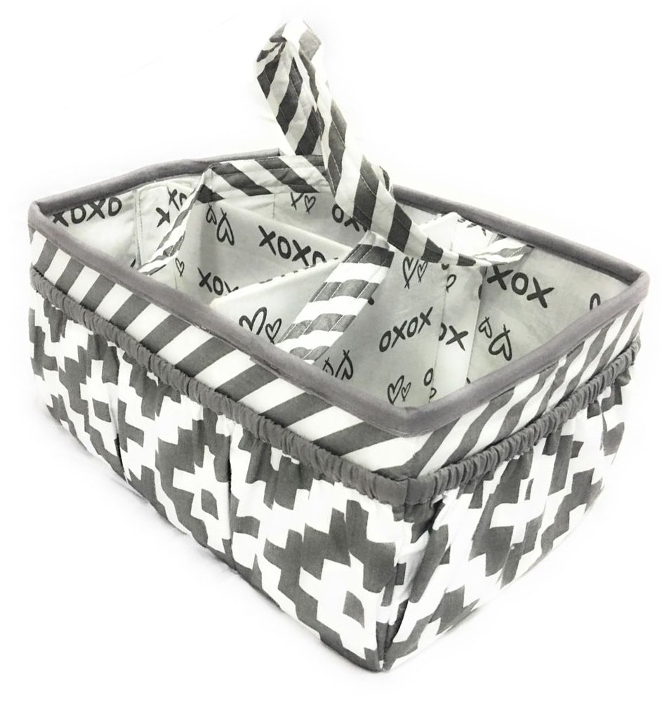 Bacati Love Grey Kids Storage Organizer - Nursery Storage Caddy for Toys, Books & Baby Essentials | Perfect for Playroom, Bedroom & Daycare Organization