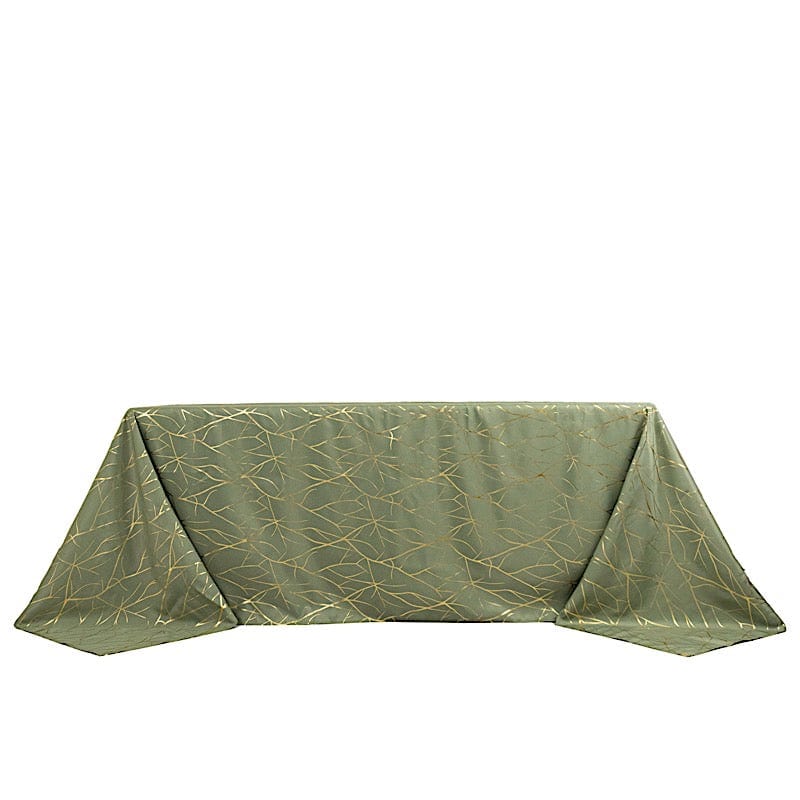 90x132 Inch Polyester Rectangular Tablecloth with Metallic Geometric Design - Perfect for Dining Tables, Parties, and Special Events