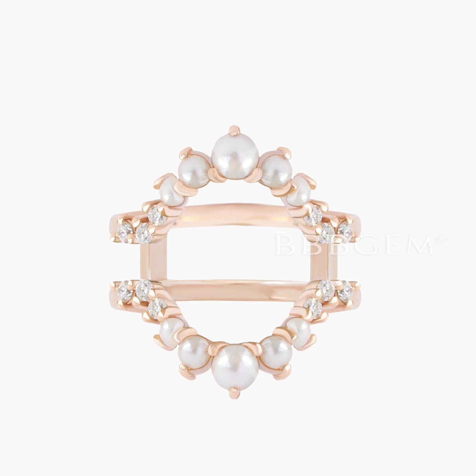 14K Yellow Gold Oval Cut Moissanite Halo Diamond Engagement Ring Set with Pearl Enhancer Band - Perfect for Wedding Proposals, Anniversaries & Bridal Jewelry