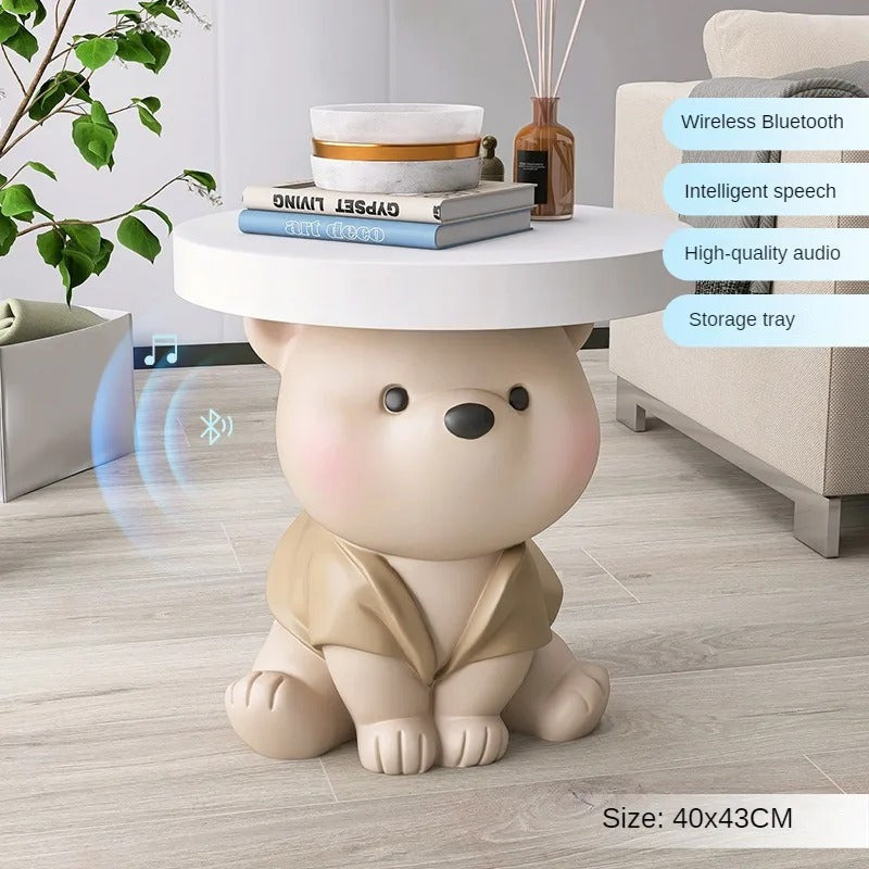 Vigorous Bear Statue - Bluetooth Speaker Side Table Decor, Handcrafted Resin Sculpture for Home & Office - Perfect for Living Room, Bedroom, or Gift Giving