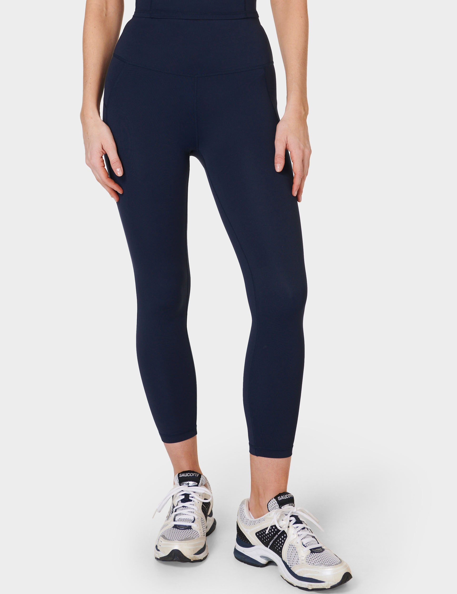 High-Waisted 7/8 Leggings for Women - Navy Blue Yoga Pants - Perfect for Workouts, Running & Everyday Comfort