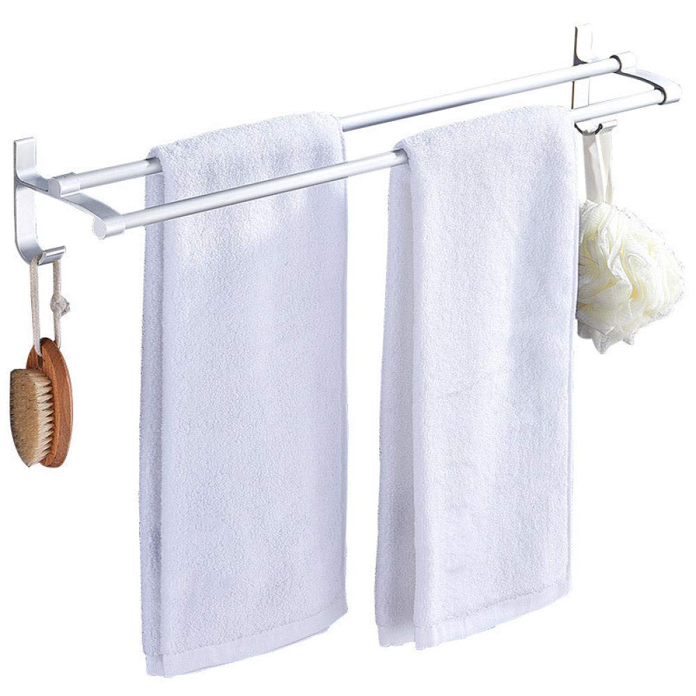 Aluminum Wall Mounted Towel Rack with Hooks - 40Cm & 50Cm Length Options - Multi-Functional Bathroom Storage Shelf for Towels, Robes & Accessories - Perfect for Home, Hotel & Spa Use