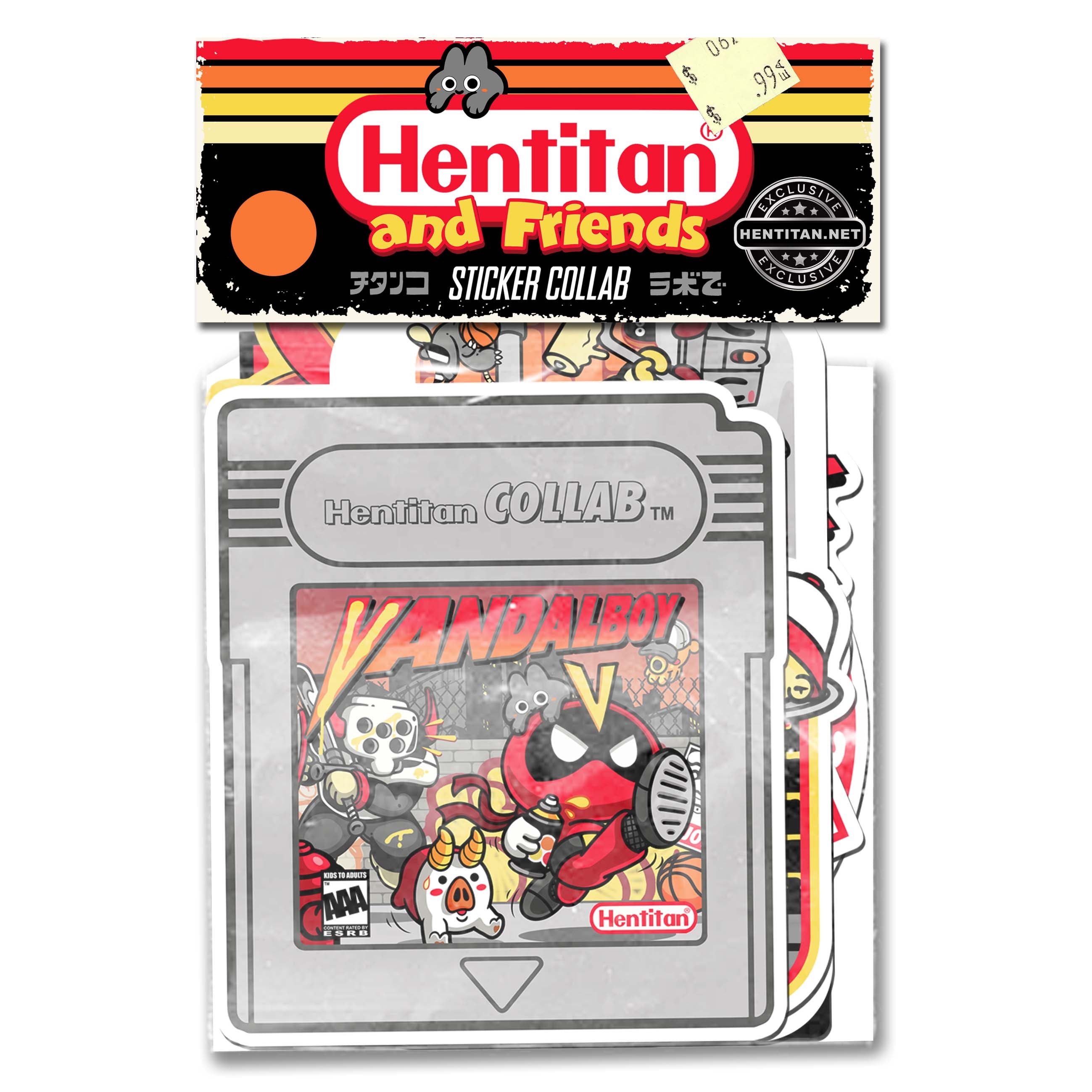 Hentitan and Friends Orange Sticker Pack - 50 Unique Vinyl Decals for Laptops, Water Bottles & DIY Crafts - Cute Kawaii Stickers for Scrapbooking, Journals & Phone Cases