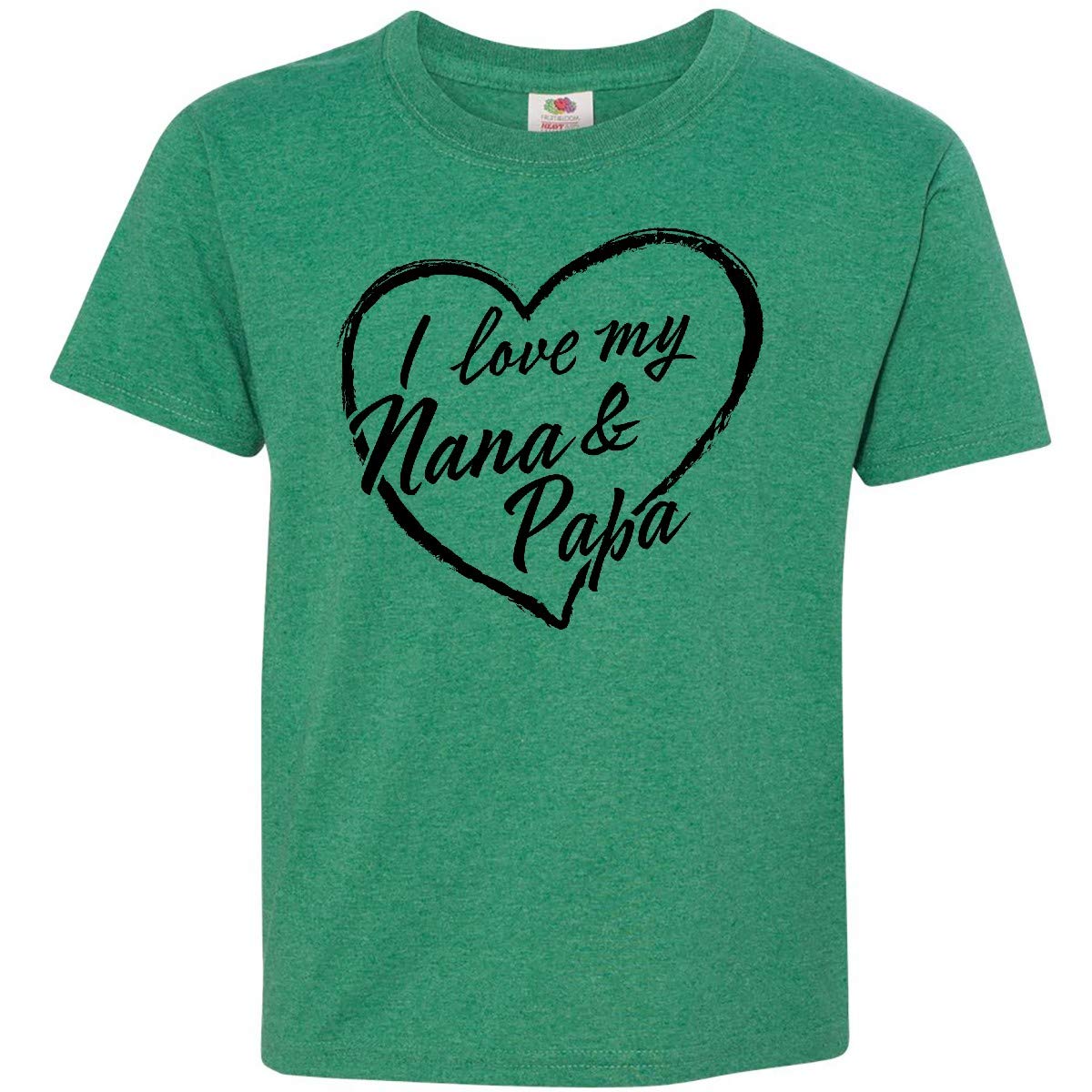 I Love My Nana and Papa Black Chalk Heart Youth T-Shirt - Cute Grandparent Apparel for Kids & Toddlers - Perfect for Family Reunions, Birthdays & Grandparents Day