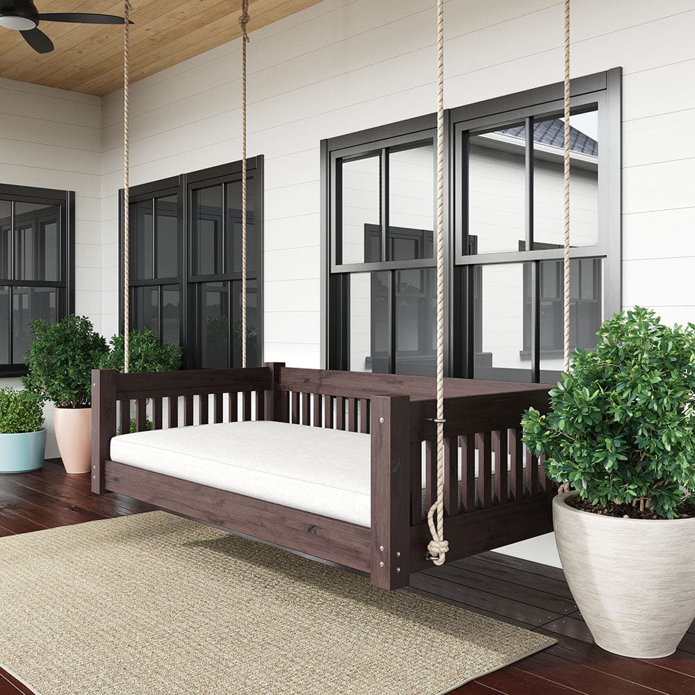 Lone Star Swing Co. Dallas Red Cedar Twin Daybed Swing - Outdoor Porch Swing for Patio, Garden, Backyard Relaxation