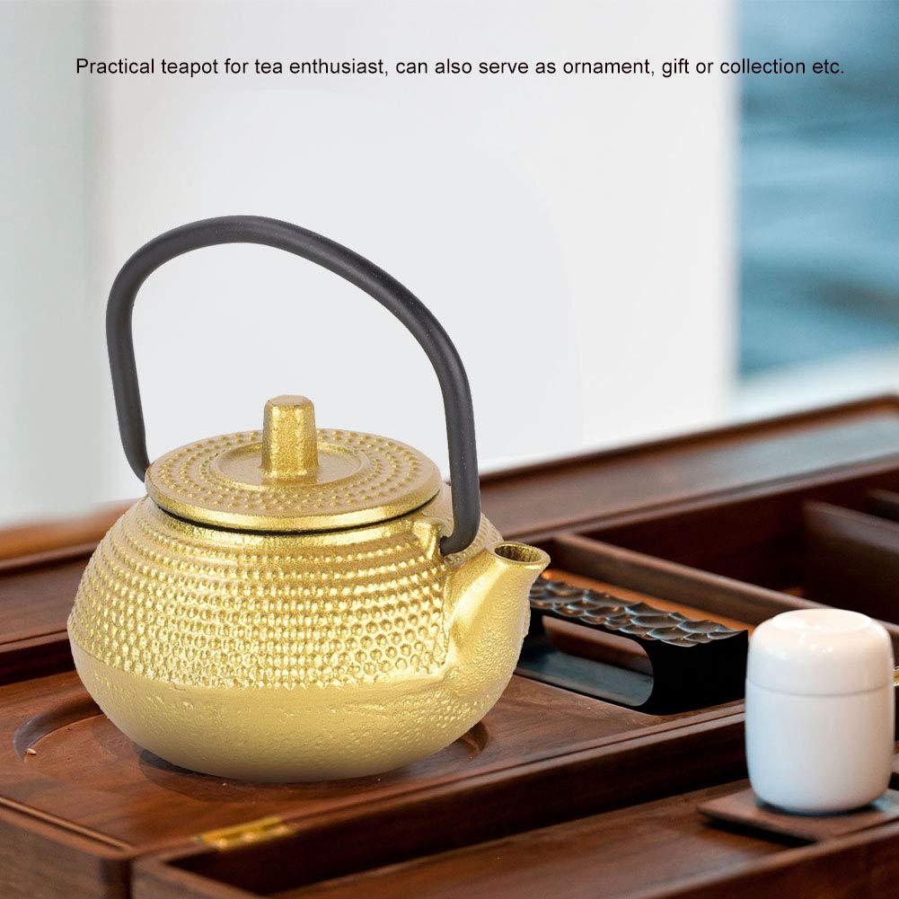 Premium Japanese Cast Iron Teapot - 50ml Mini Tetsubin Tea Kettle with Golden Finish & Ergonomic Handle | Authentic Traditional Japanese Iron Teapot for Green Tea, Herbal Tea & Matcha | Perfect for Home, Office & Tea Ceremonies