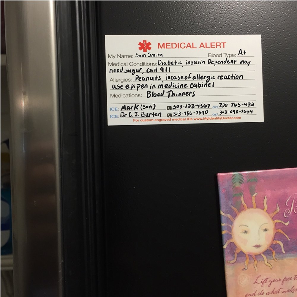 2 Pack Medical Alert ID Magnets & Cards - Heavy Duty 400lb Strength - Emergency Medical Information for First Responders - Perfect for Fridge, Wallet, or First Aid Kit