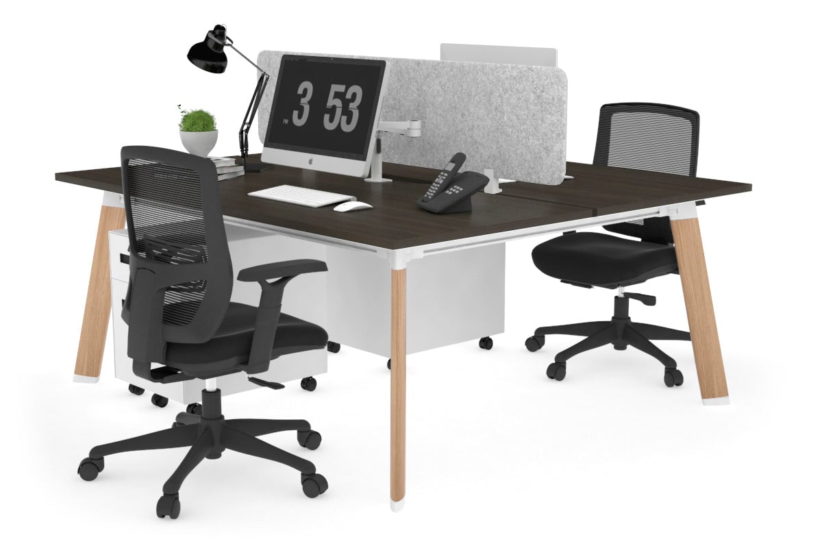 2 Person Workstation with Wood Imprint Frame - 1800L x 800W Office Desk with Cable Management Scallop | Perfect for Shared Workspaces, Home Offices & Collaborative Environments