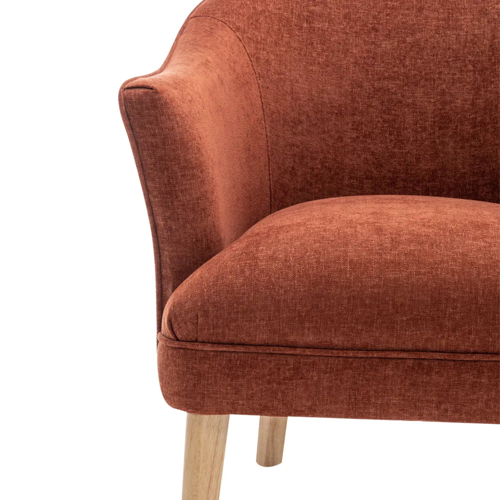 Elsa Occasional Chair - Soft Terracotta Chenille Upholstered Accent Chair for Living Room, Bedroom, or Office - Perfect for Reading Nook, Lounge Area, and Home Decor