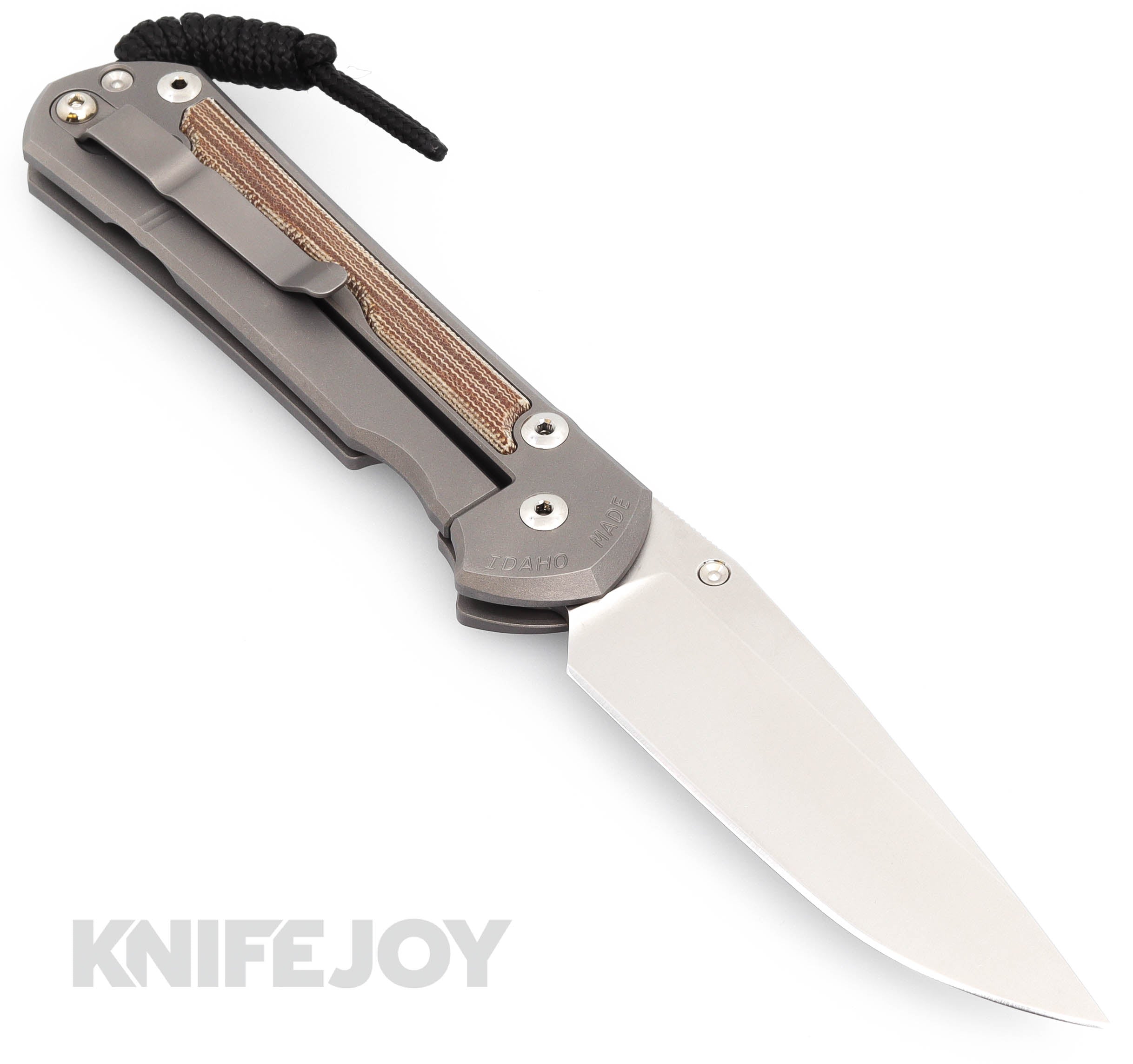 Chris Reeve Knives Large Sebenza 31 - Premium Drop Point Magnacut Blade with Natural Canvas Micarta Inlay & Glass Blasted Titanium Handles - EDC Tactical Folding Knife for Outdoor Camping, Hunting, and Survival