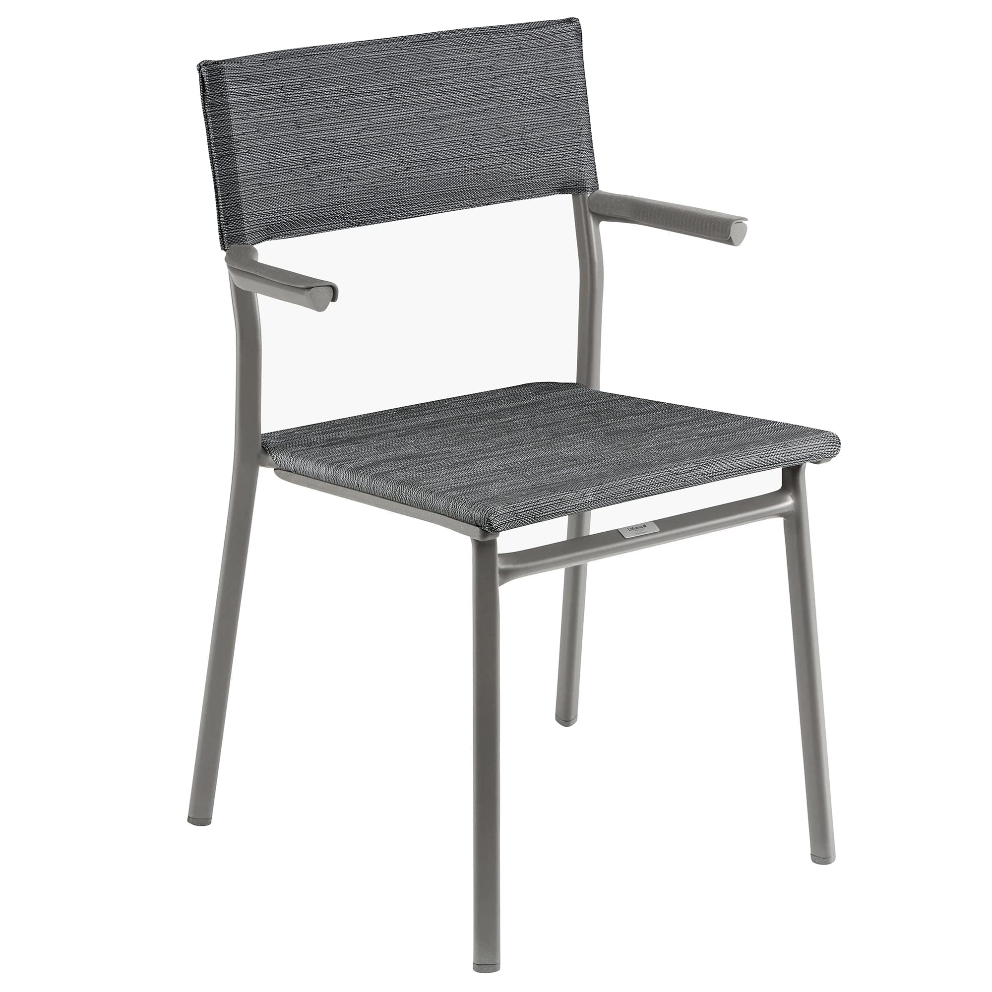 Lafuma ORON Outdoor Dining Armchair Set of 2 - Titanium Frame, Obsidian Black - Patio, Garden, Poolside Furniture for Relaxing and Entertaining