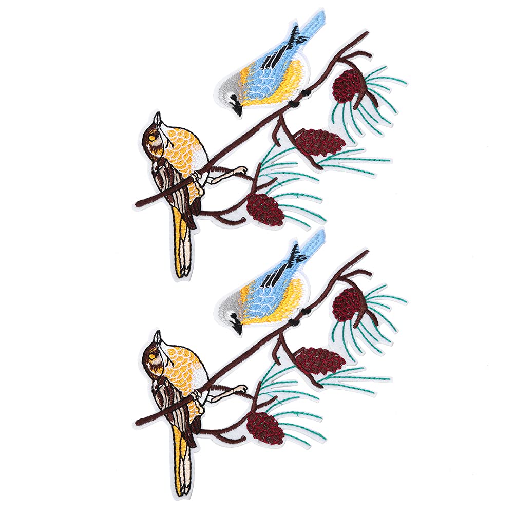 Handmade Bird Shape Embroidery Patches 2Pcs - DIY Iron-On/Sew-On Clothes Stickers for Jackets, Jeans & Bags - Unique Fashion Accessories for DIY Clothing, Denim Jacket Customization & Craft Projects